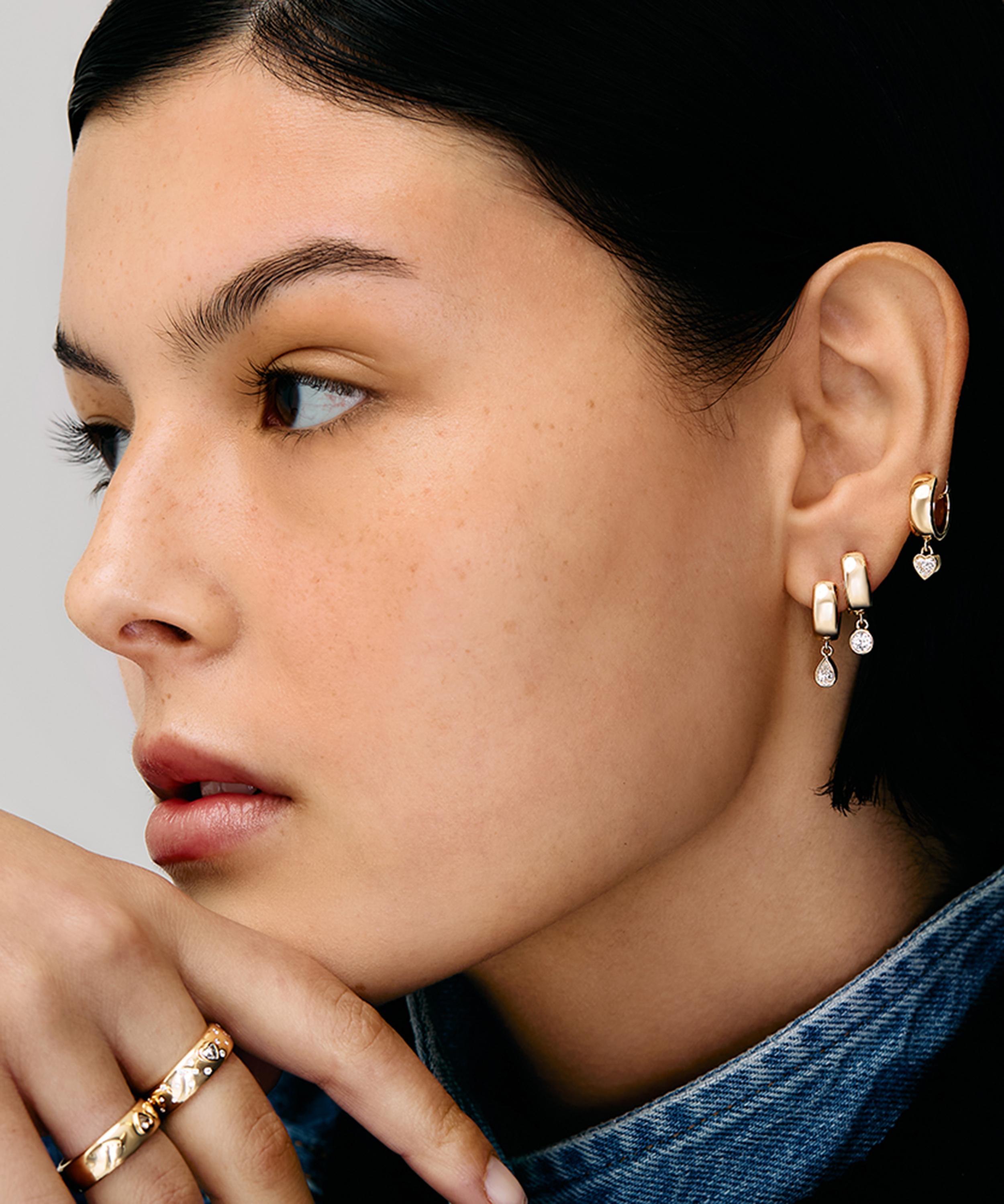 Roxanne First - 14ct Gold Diamond Everyday Pear Drop Hoop Earrings image number 1