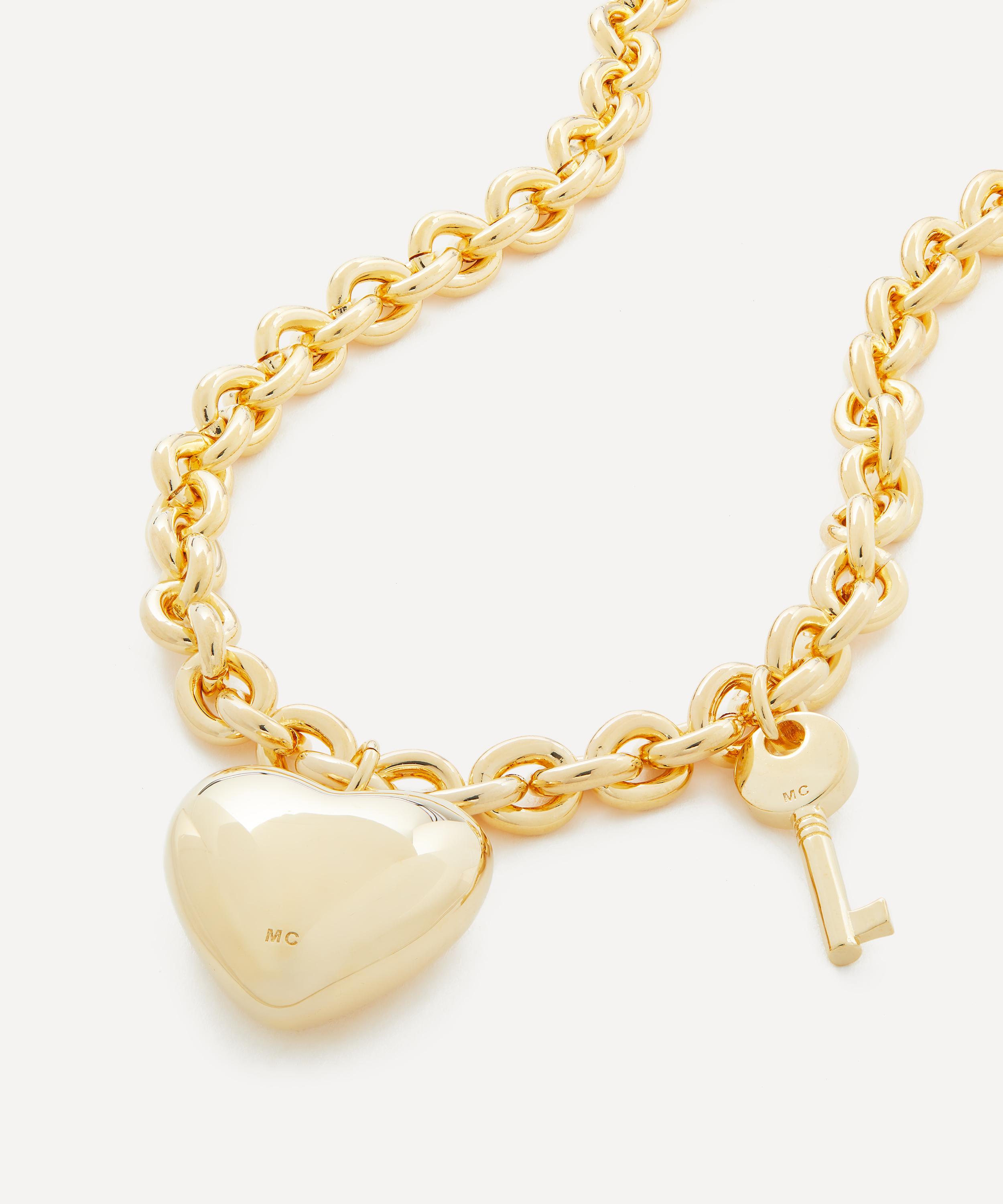 Martha Calvo - 14ct Gold-Plated Heart Lock and Key Pendant Necklace image number 0