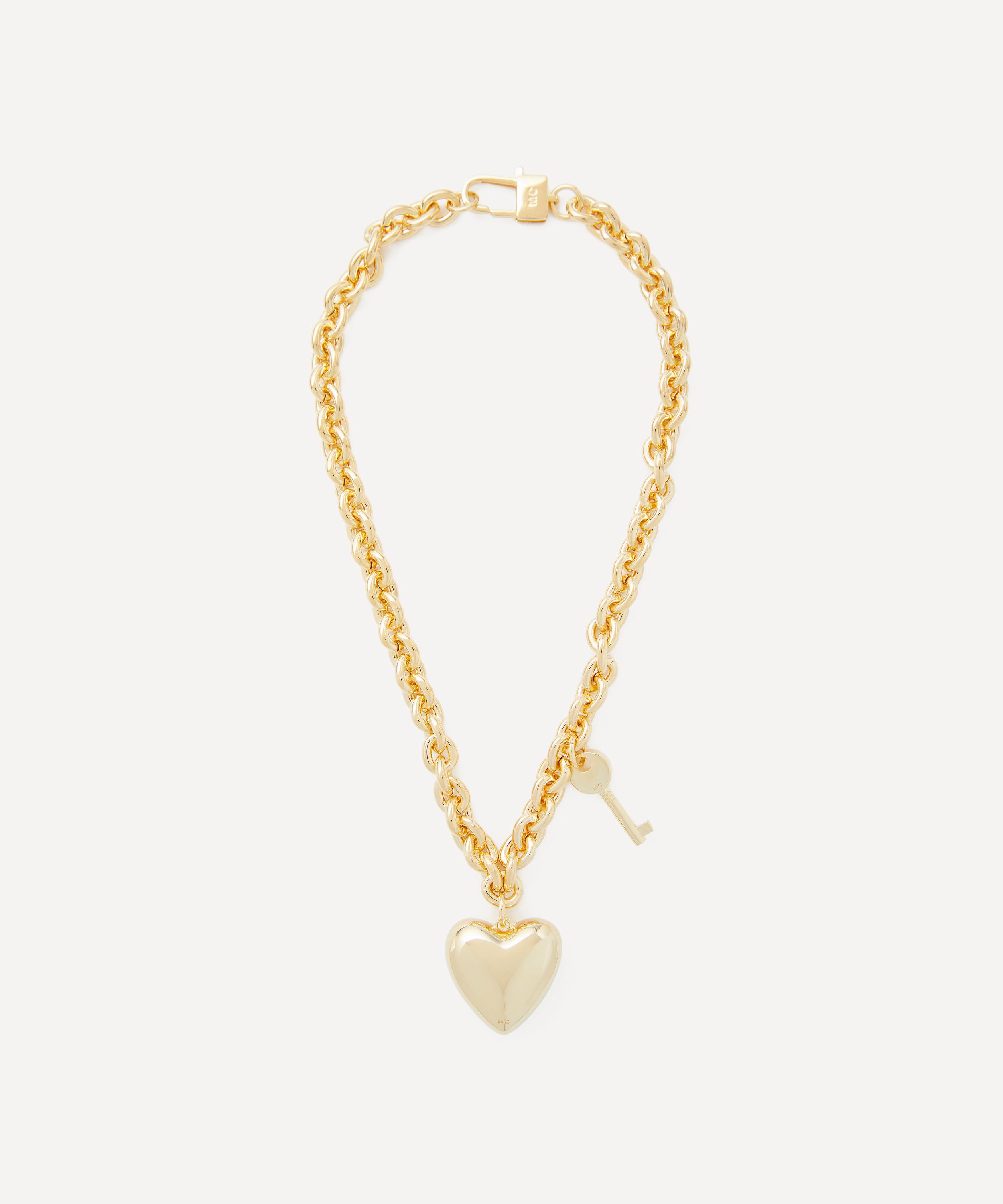 Martha Calvo - 14ct Gold-Plated Heart Lock and Key Pendant Necklace image number 1