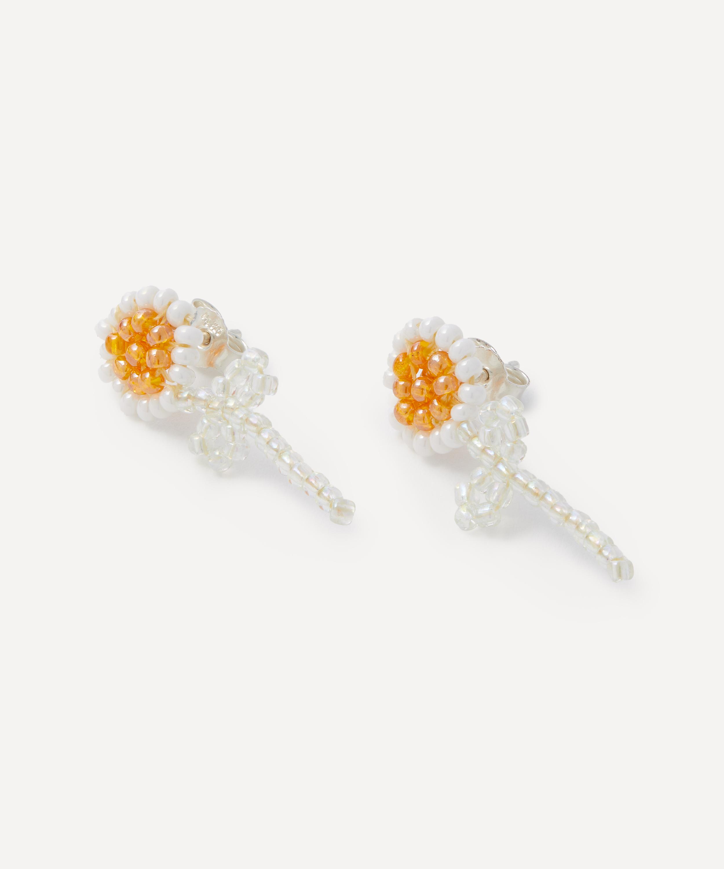 Pura Utz - Sterling Silver Daisy Stick Beaded Stud Earrings image number 1
