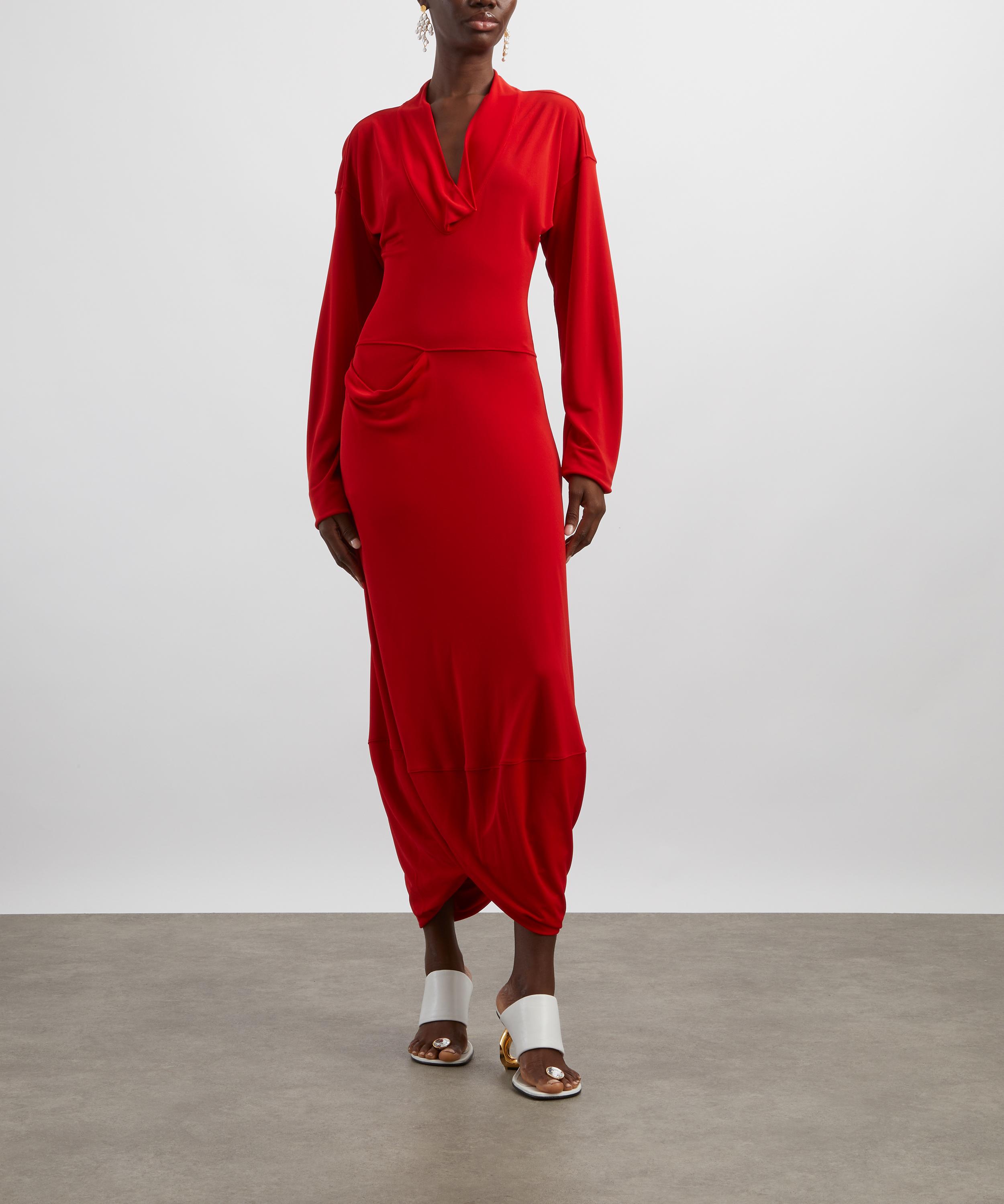 Lemaire - Red V-Neck Dress image number 2
