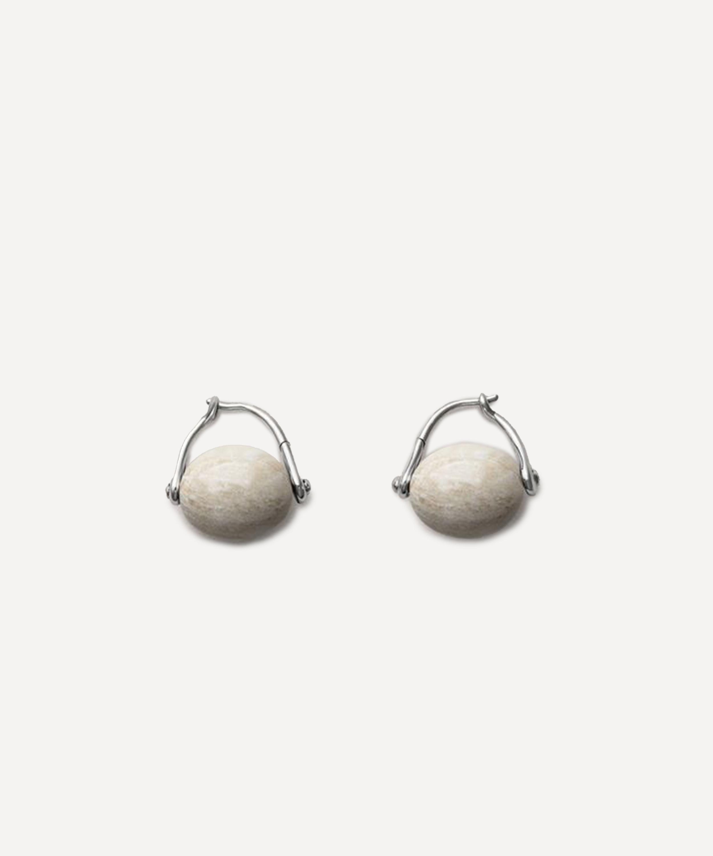 Annika Inez - Sterling Silver Stone Ellipse Hoop Earrings image number 0