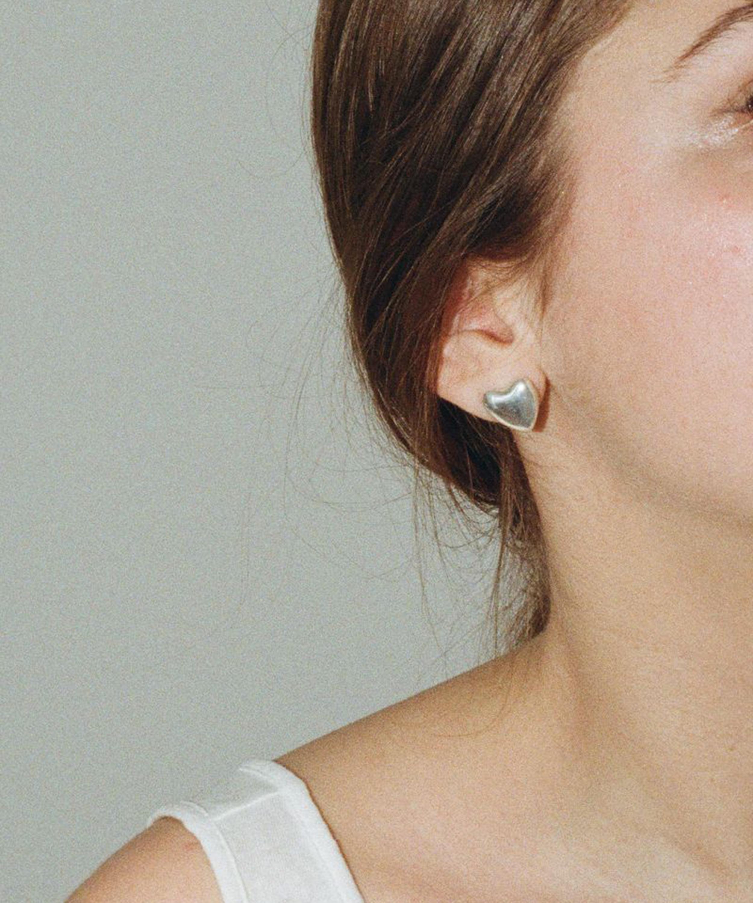 Annika Inez - Sterling Silver Mini Heart Stud Earrings image number 1
