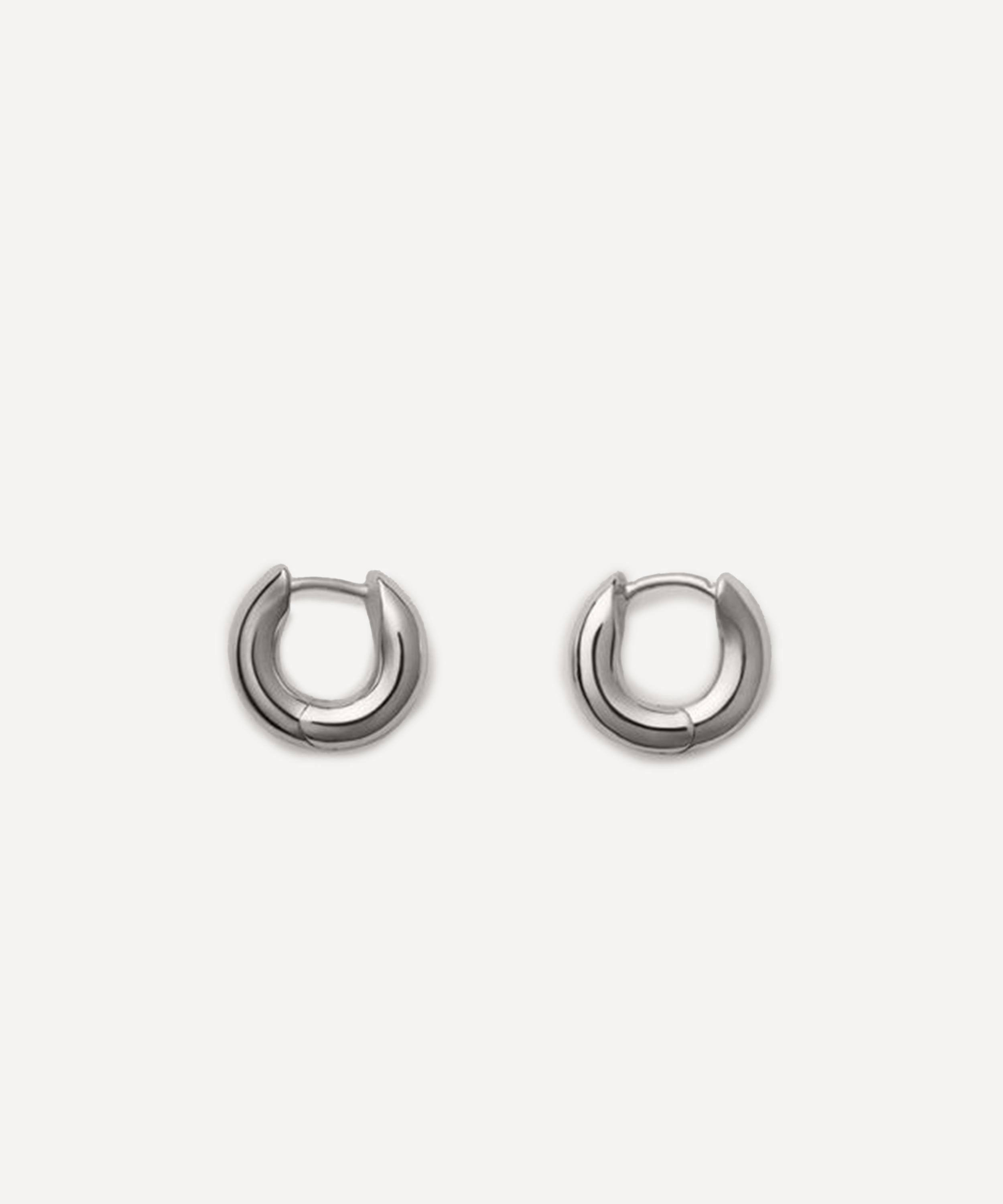 Annika Inez - Sterling Silver Small Wide Oblique Hoop Earrings image number 0