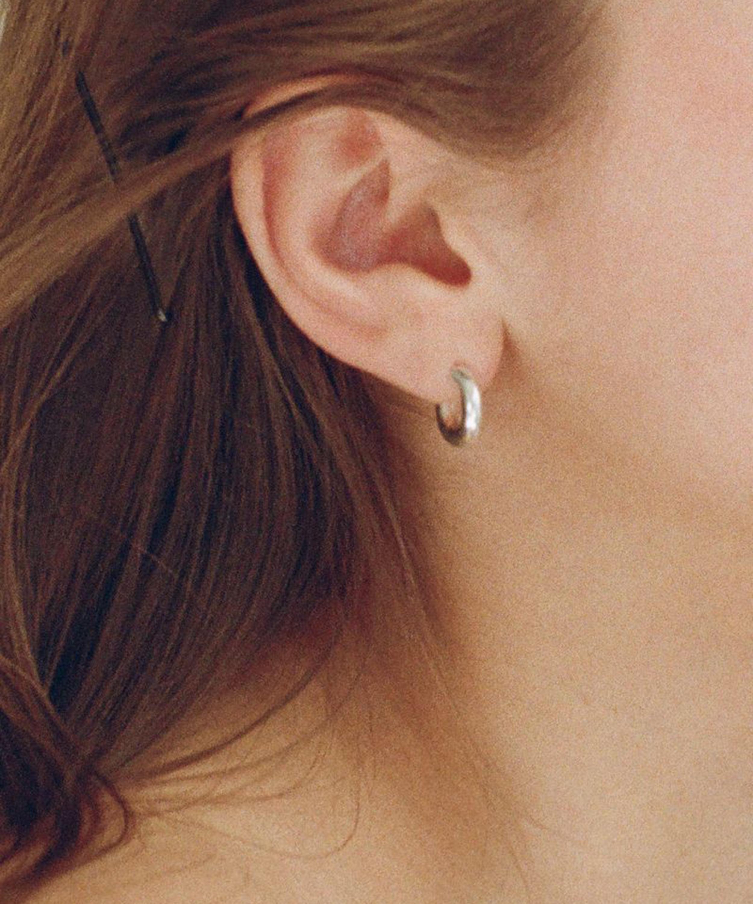 Annika Inez - Sterling Silver Small Wide Oblique Hoop Earrings image number 1