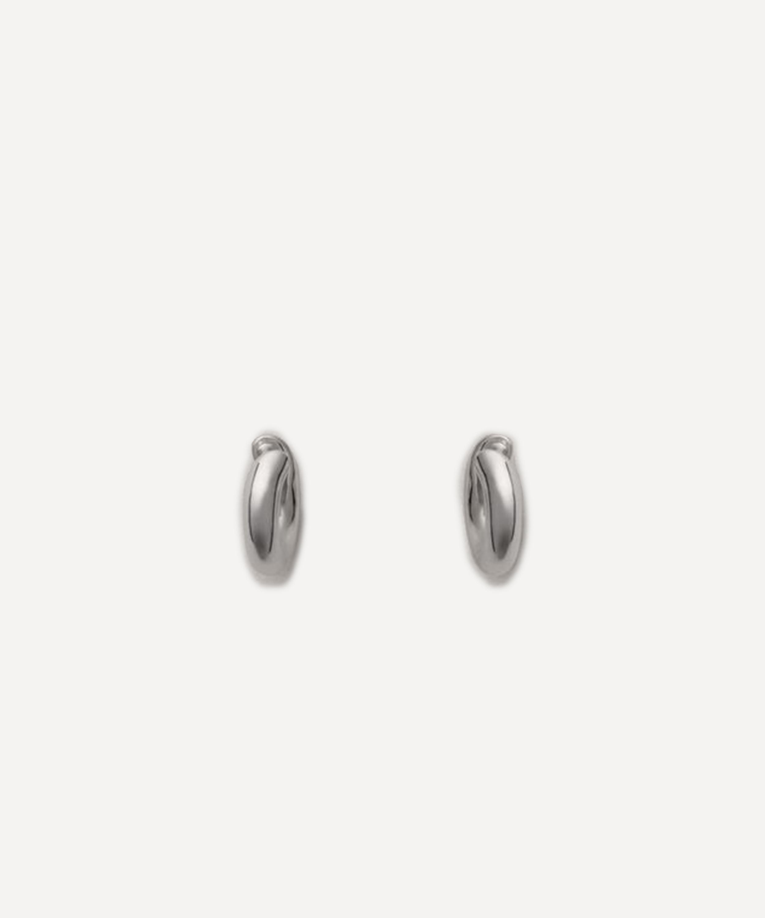 Annika Inez - Sterling Silver Small Wide Oblique Hoop Earrings image number 2