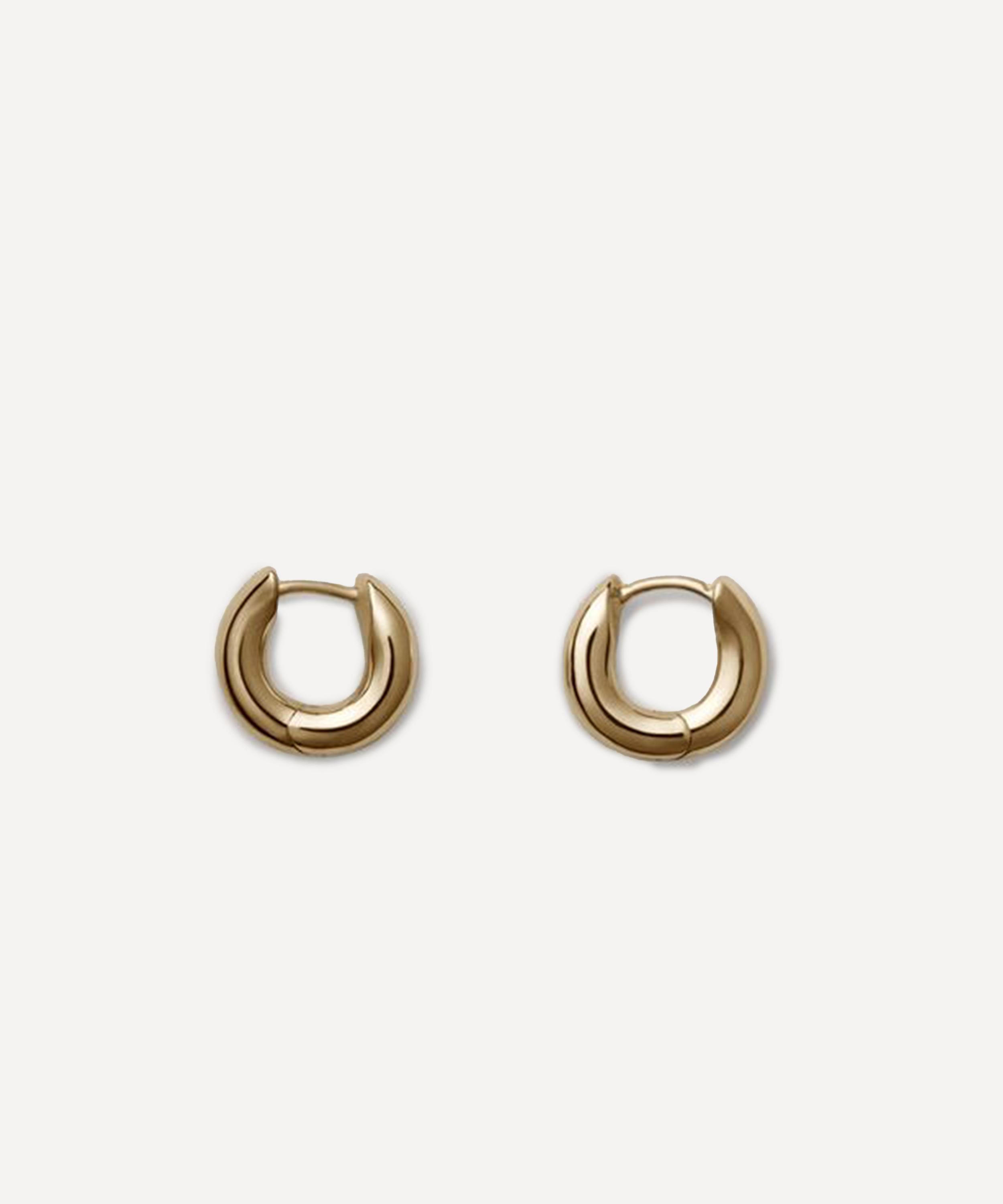 Annika Inez - 14ct Gold-Plated Small Wide Oblique Hoop Earrings image number 0