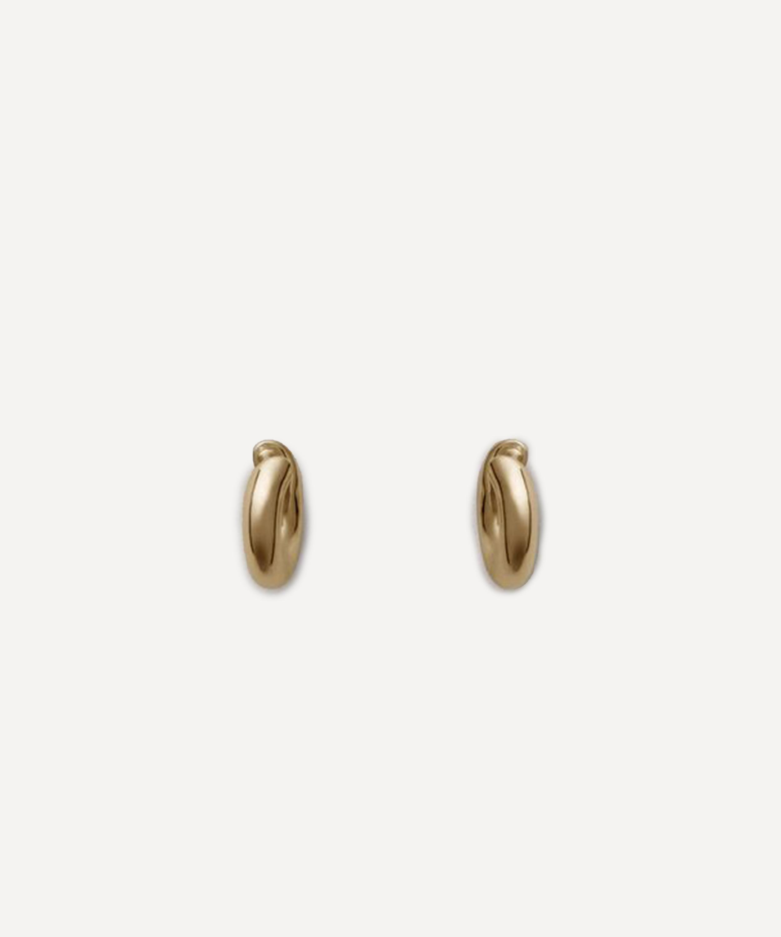 Annika Inez - 14ct Gold-Plated Small Wide Oblique Hoop Earrings image number 1