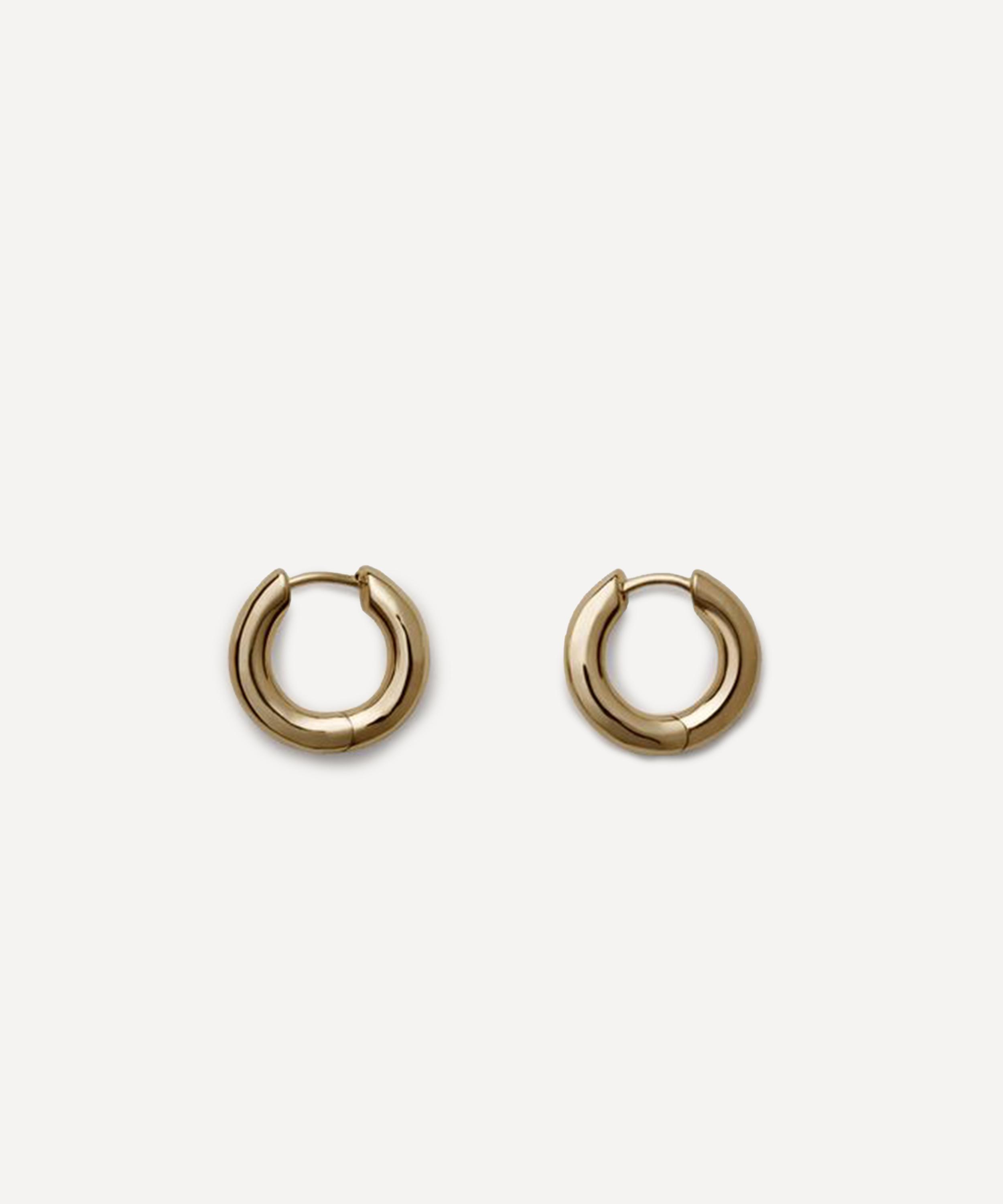 Annika Inez - 14ct Gold-Plated Wide Oblique Hoop Earrings image number 0