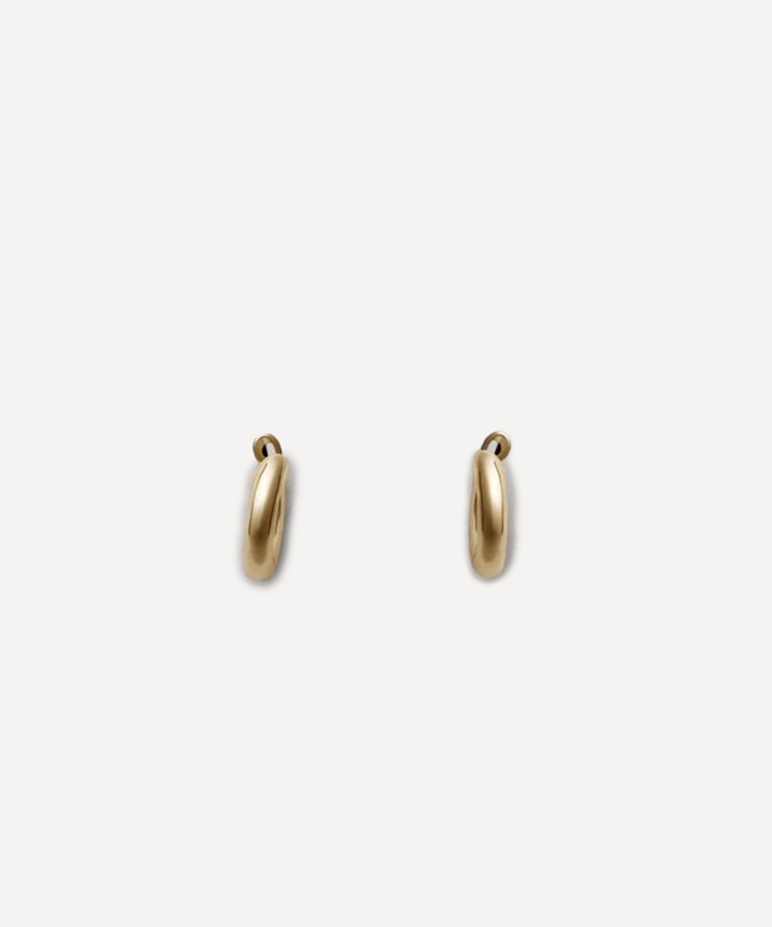 Annika Inez - 14ct Gold-Plated Wide Oblique Hoop Earrings image number 1