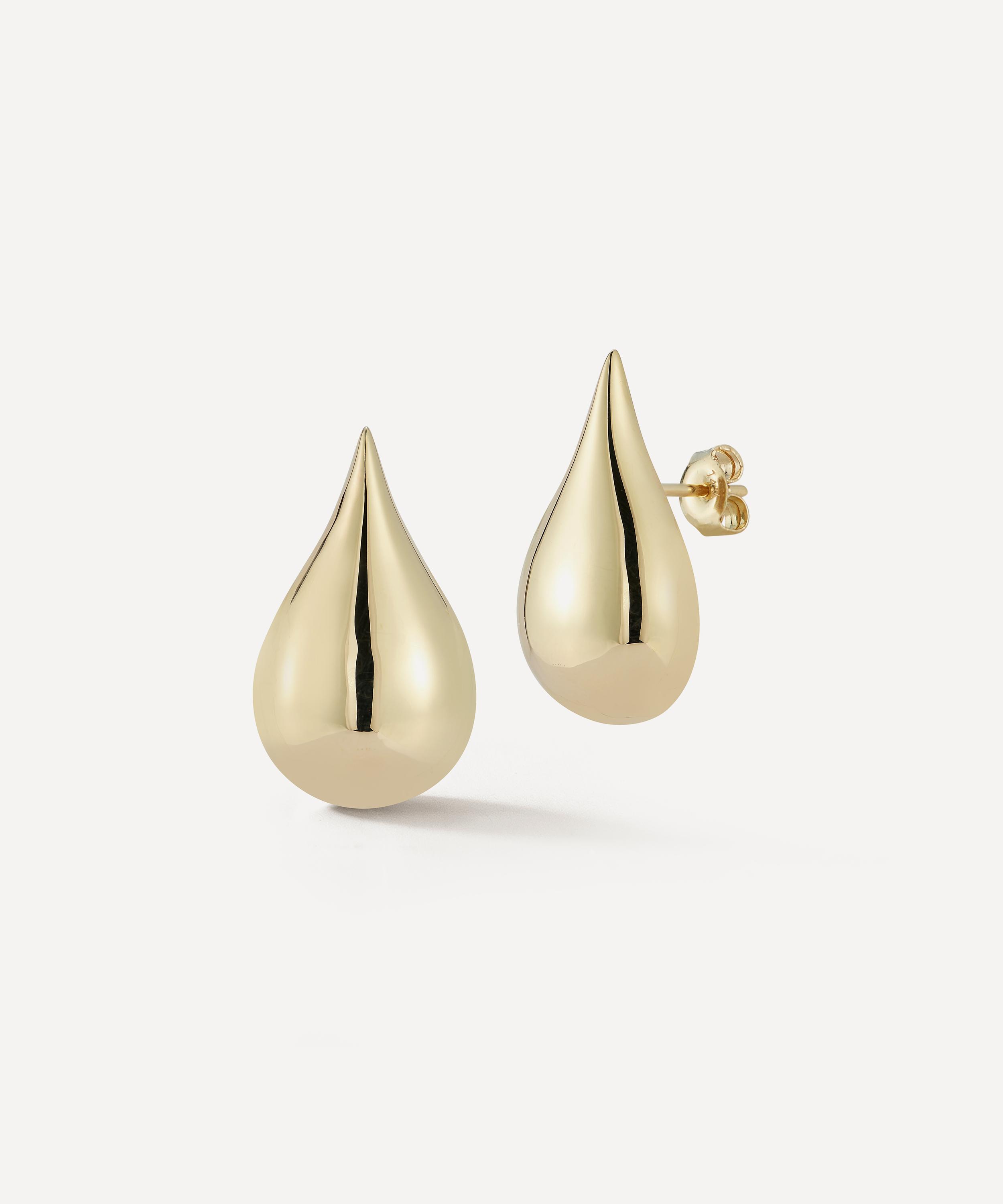 Mateo - 14ct Gold Water Droplet Stud Earrings image number 1