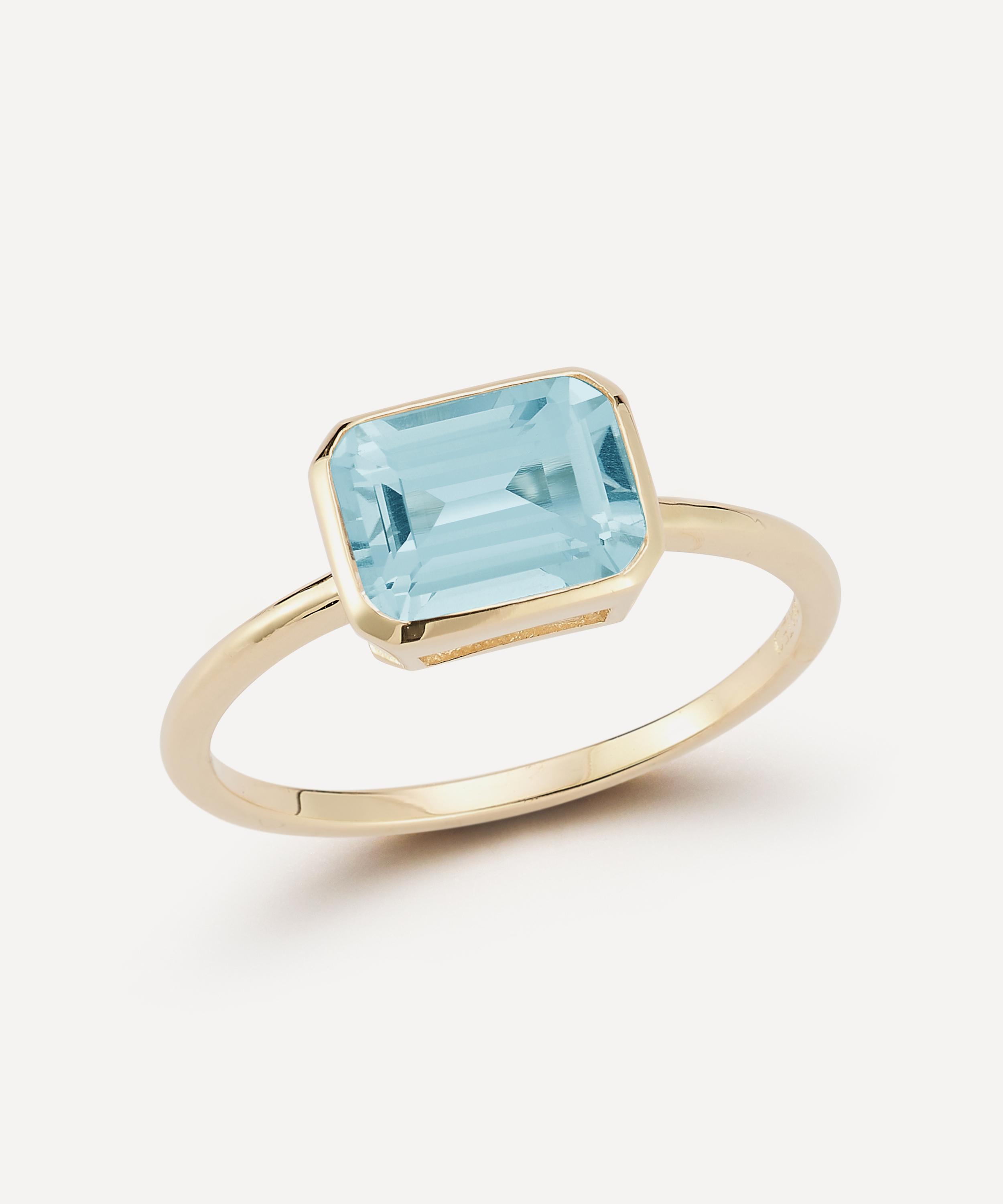 Mateo - 14ct Gold East West Blue Topaz Ring image number 0