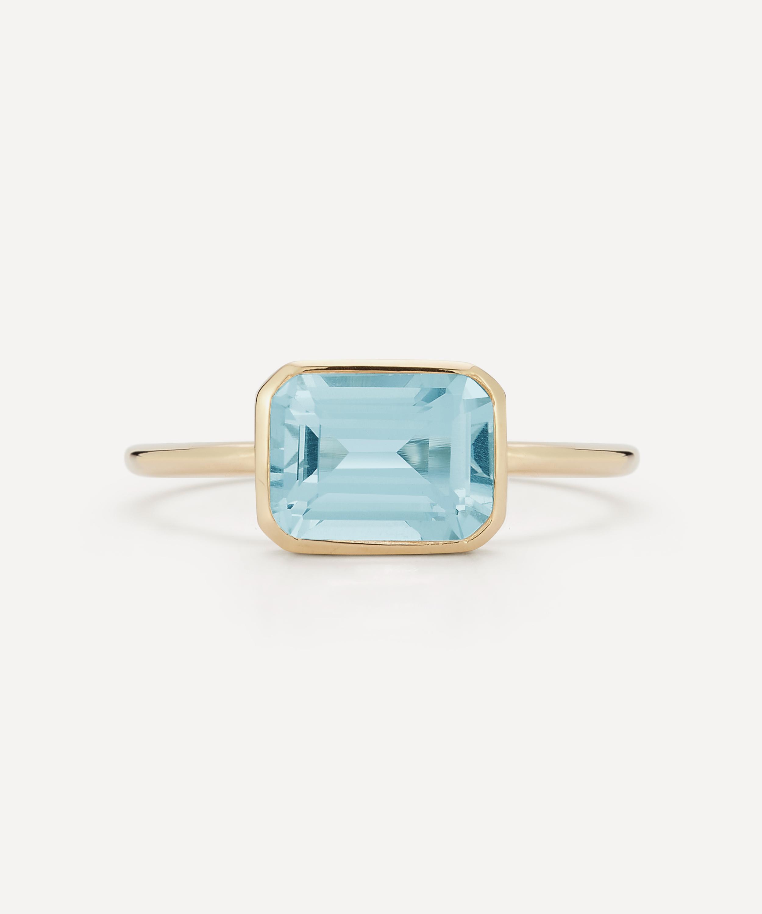 Mateo - 14ct Gold East West Blue Topaz Ring image number 1