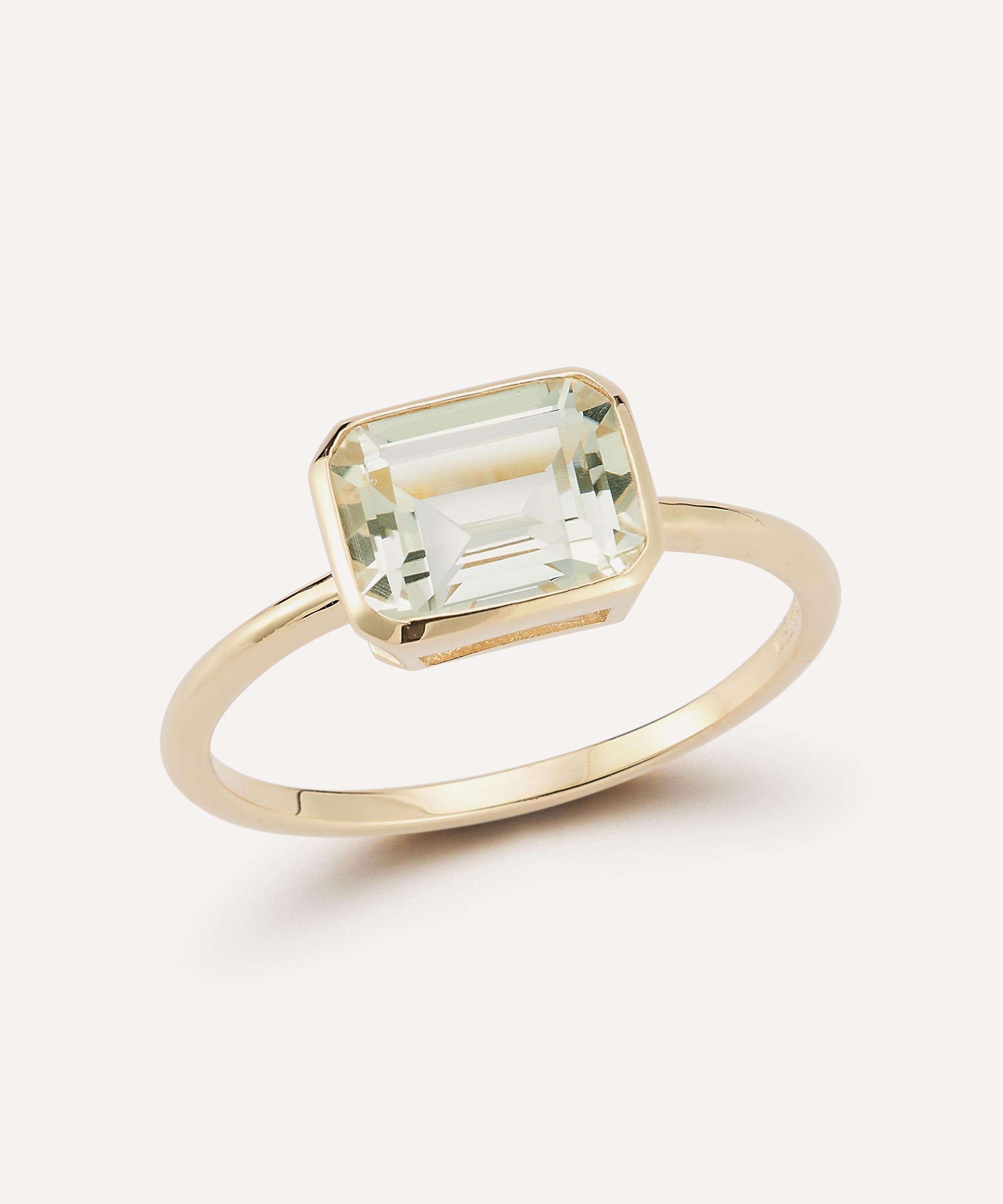 Mateo - 14ct Gold East West Green Amethyst Ring image number 0