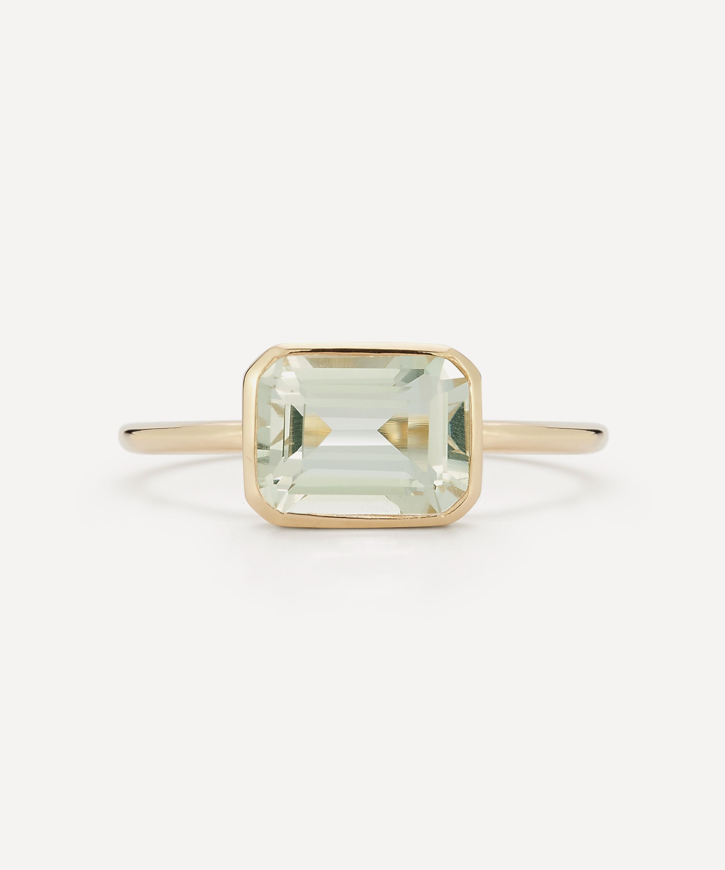 Mateo - 14ct Gold East West Green Amethyst Ring image number 1