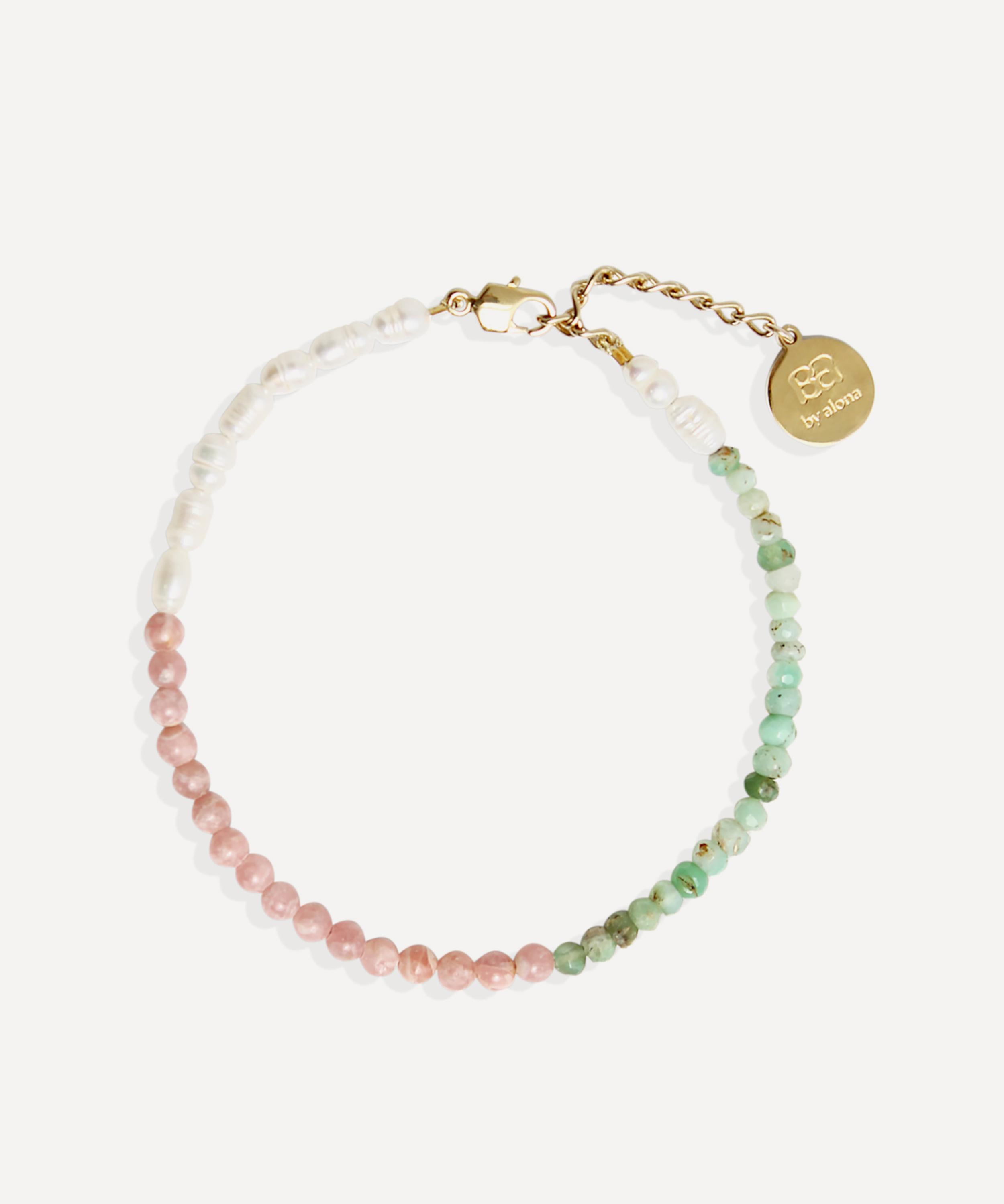 By Alona - 18ct Gold-Plated Rosa Gemstone Anklet image number 0