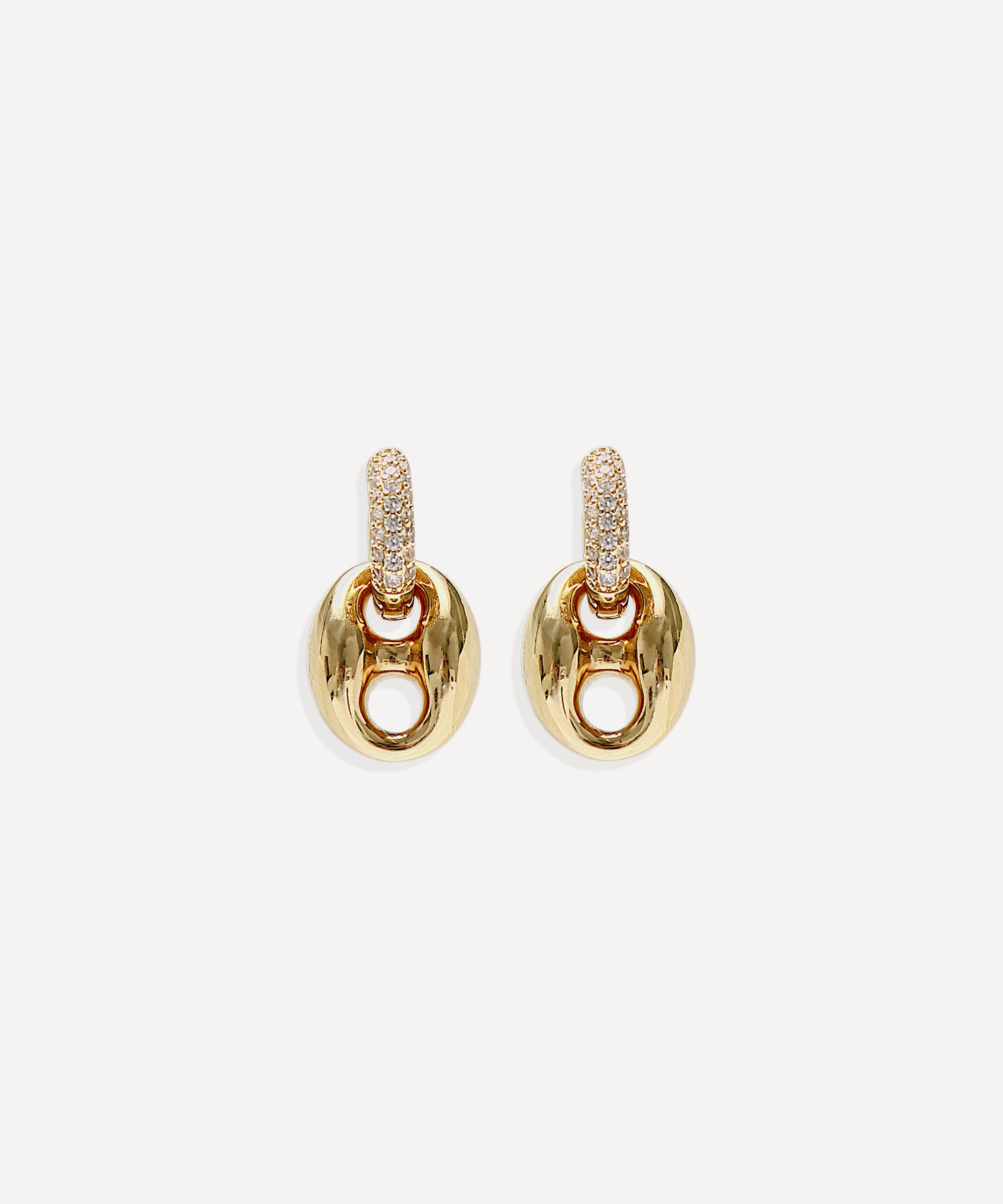 By Alona - 18ct Gold-Plated Capri Drop Hoop Earrings image number 0
