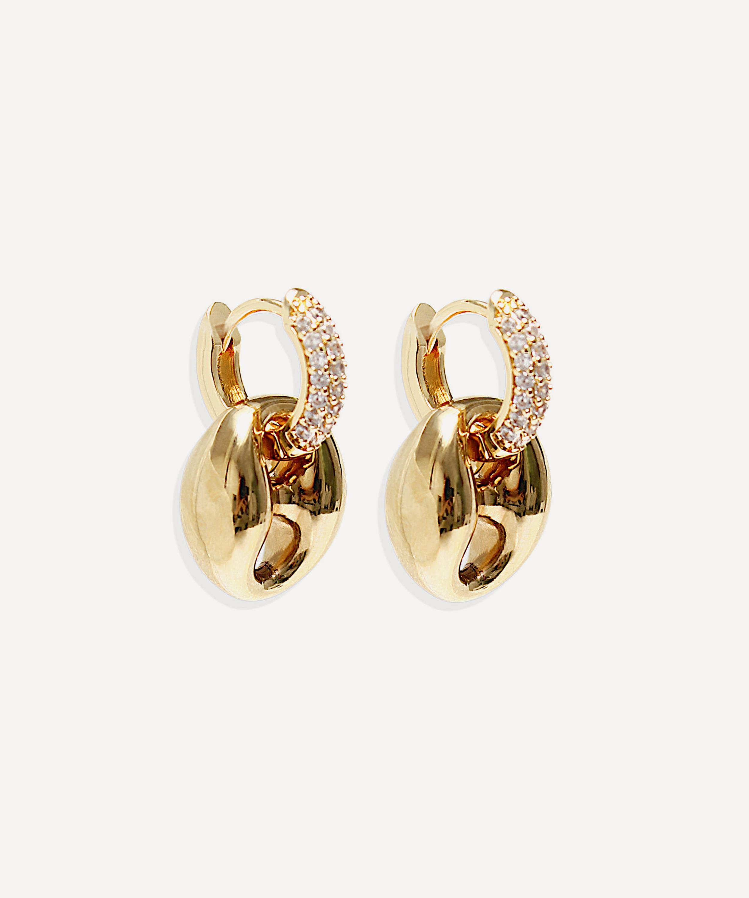 By Alona - 18ct Gold-Plated Capri Drop Hoop Earrings image number 1