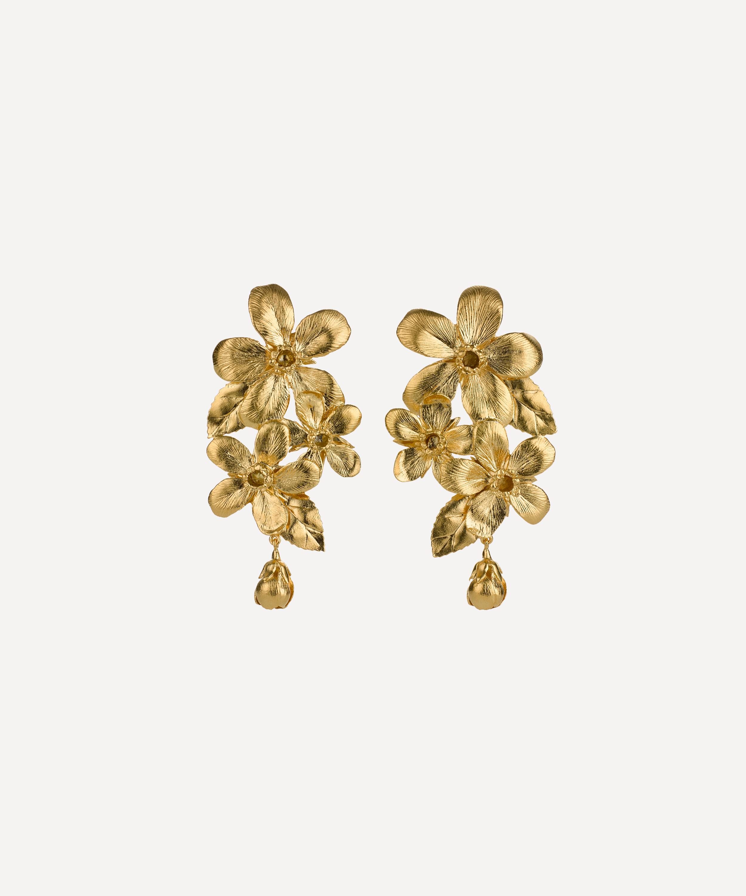 Alex Monroe - 22ct Gold-Plated Flowering Apple Blossom Drop Earrings image number 0
