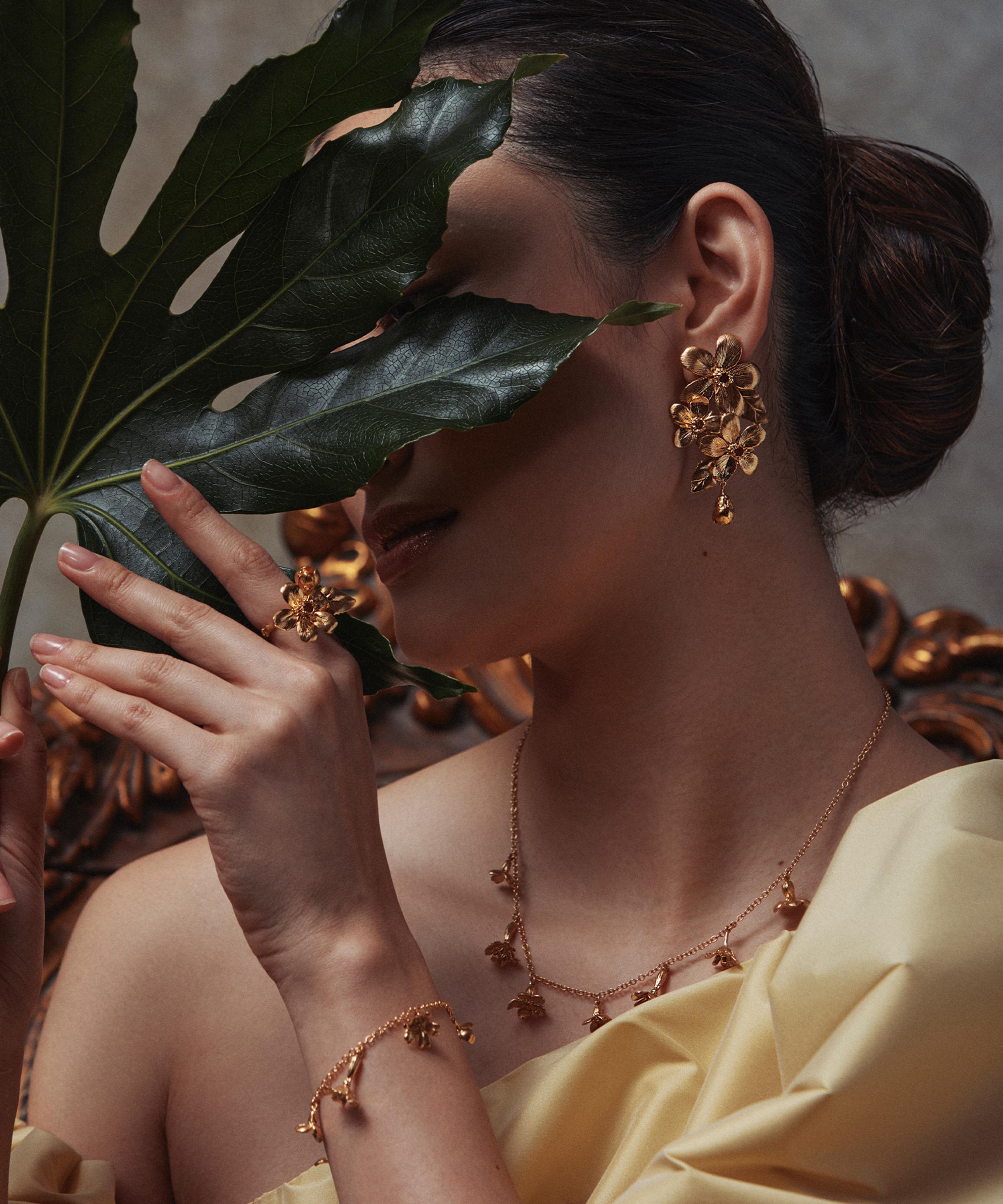 Alex Monroe - 22ct Gold-Plated Flowering Apple Blossom Drop Earrings image number 1