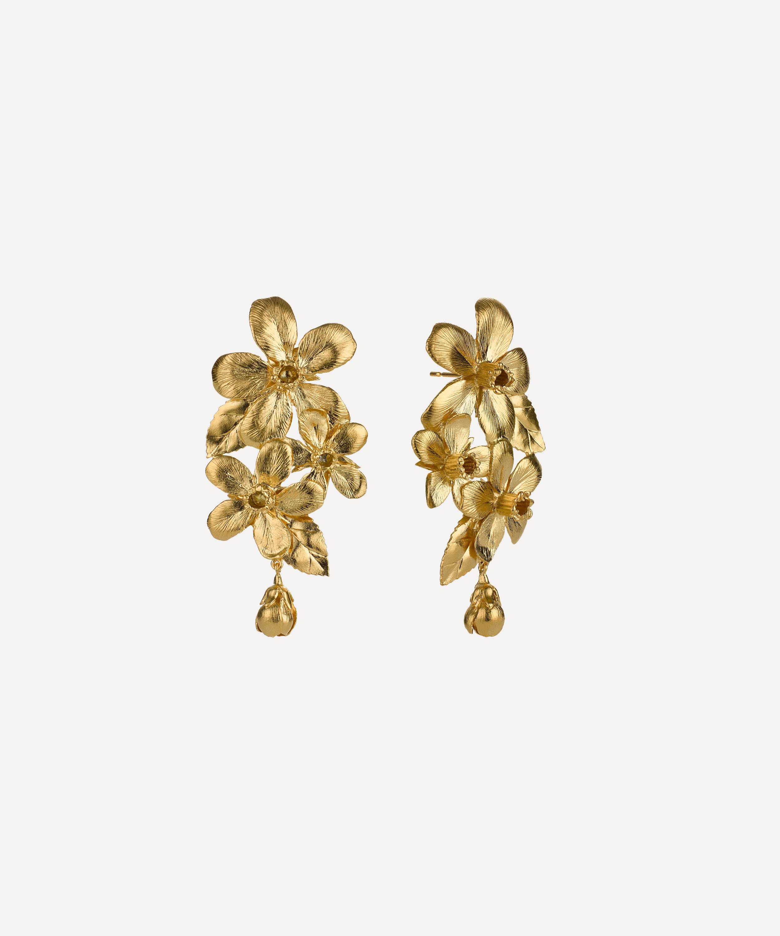Alex Monroe - 22ct Gold-Plated Flowering Apple Blossom Drop Earrings image number 2