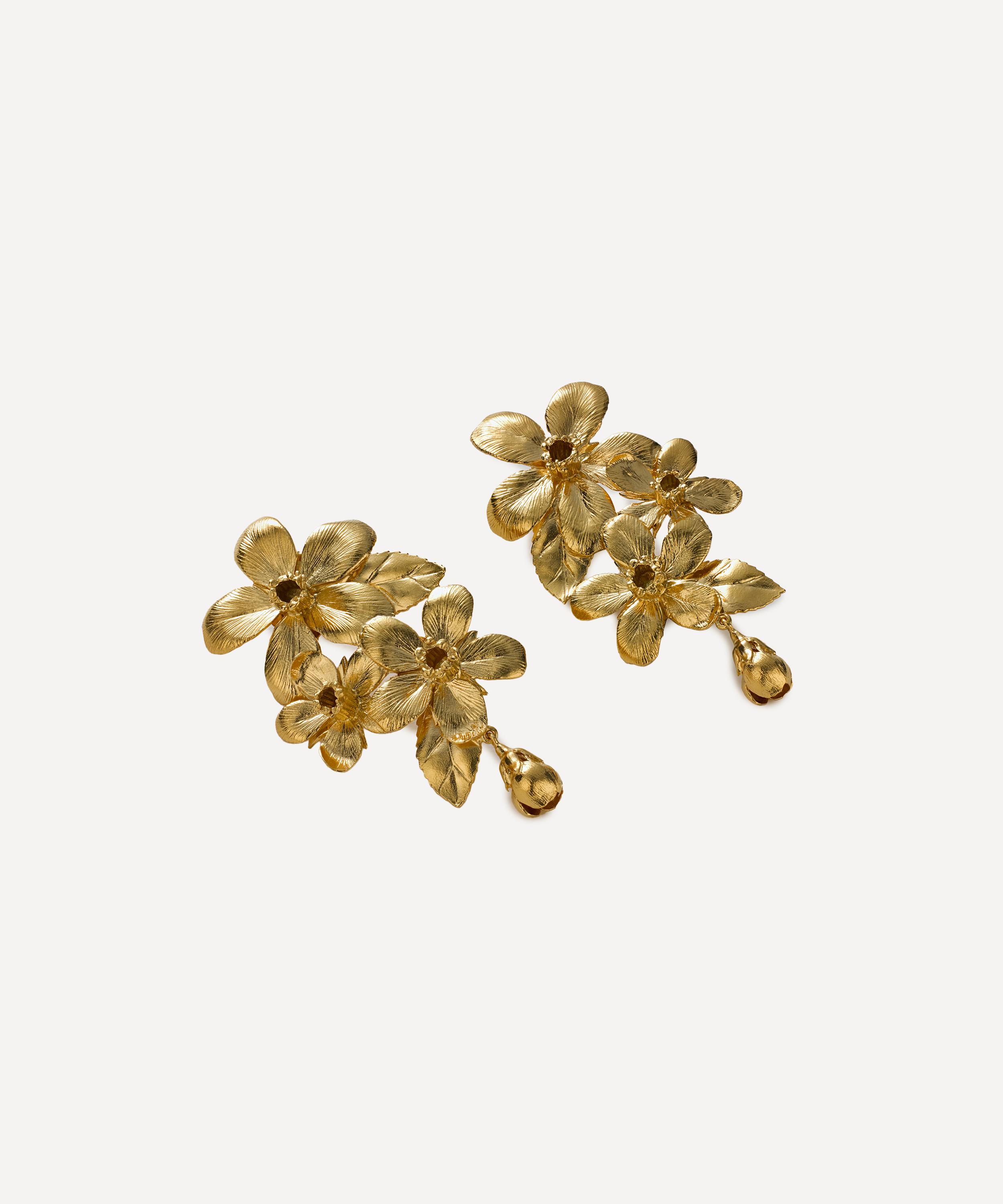 Alex Monroe - 22ct Gold-Plated Flowering Apple Blossom Drop Earrings image number 3