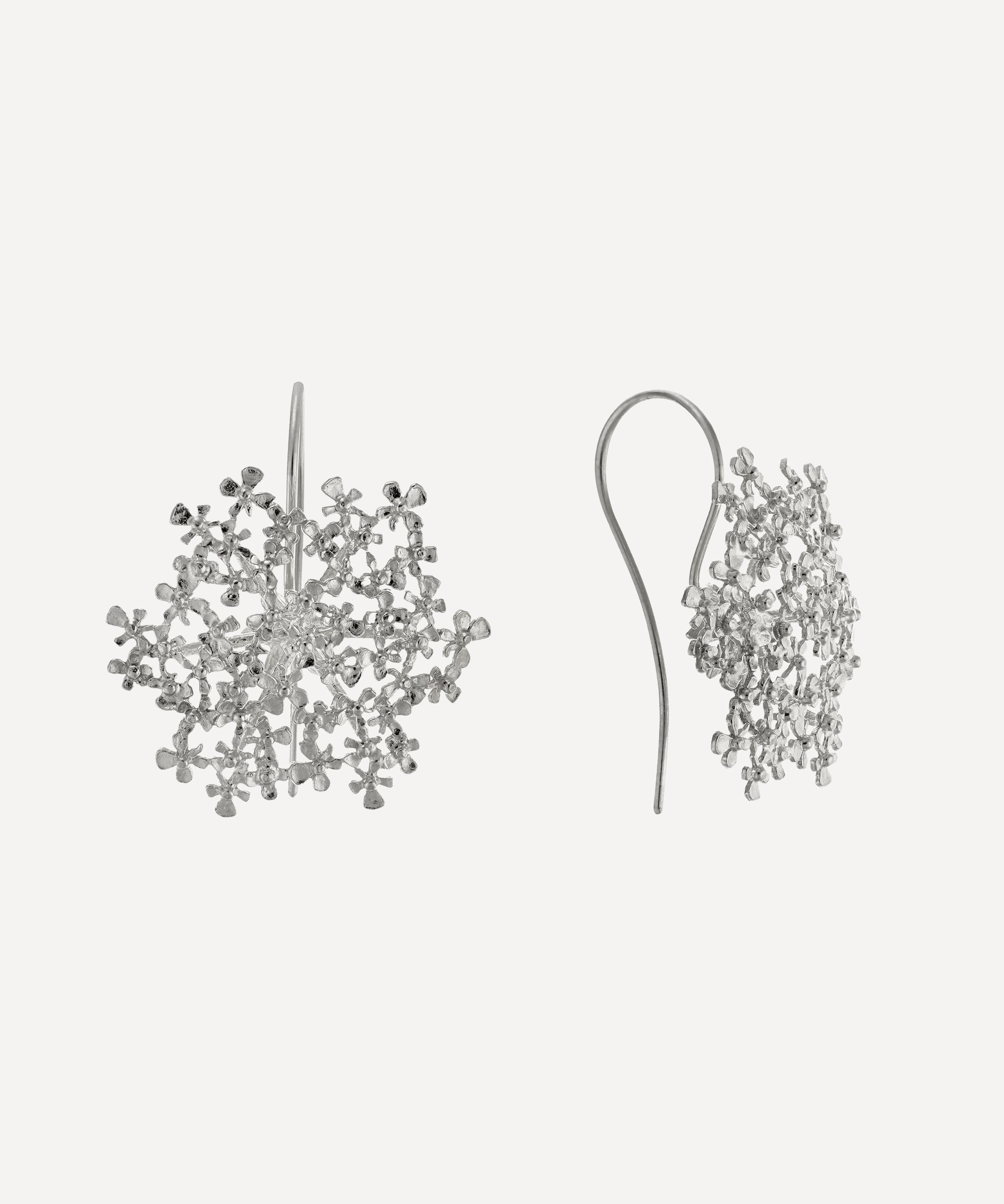 Alex Monroe - Sterling Silver Cow Parsley Bloom Drop Earrings image number 0