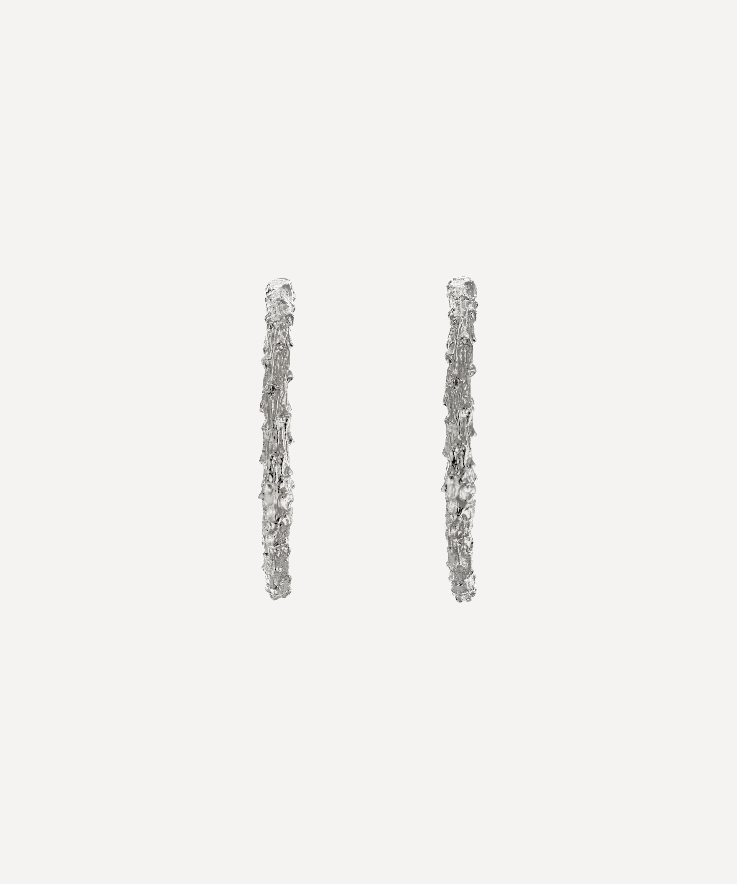 Alex Monroe - Sterling Silver Pine Twig Hoop Earrings image number 2