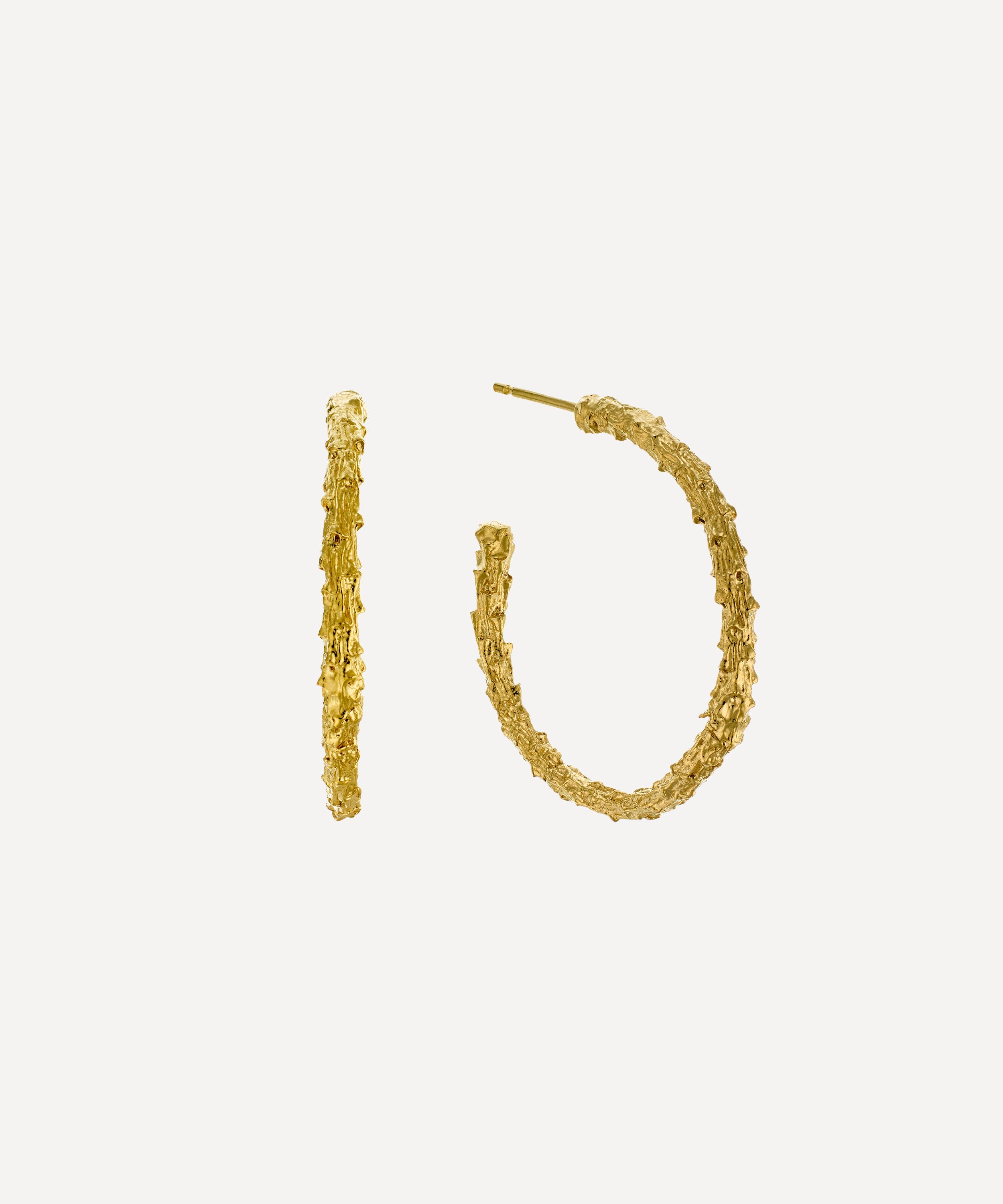 Alex Monroe - 22ct Gold-Plated Pine Twig Hoop Earrings image number 0