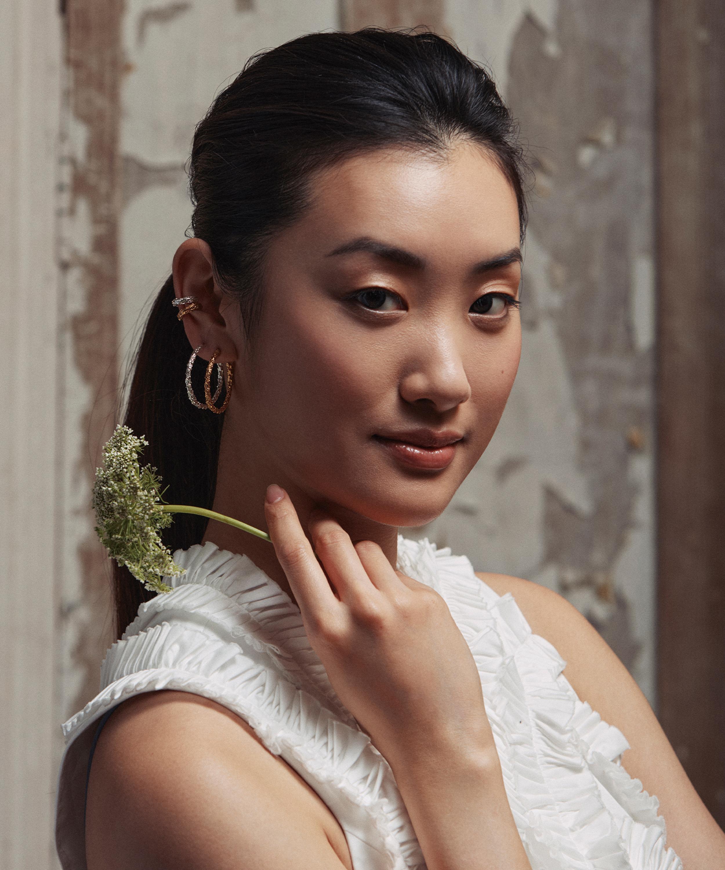 Alex Monroe - 22ct Gold-Plated Pine Twig Hoop Earrings image number 1