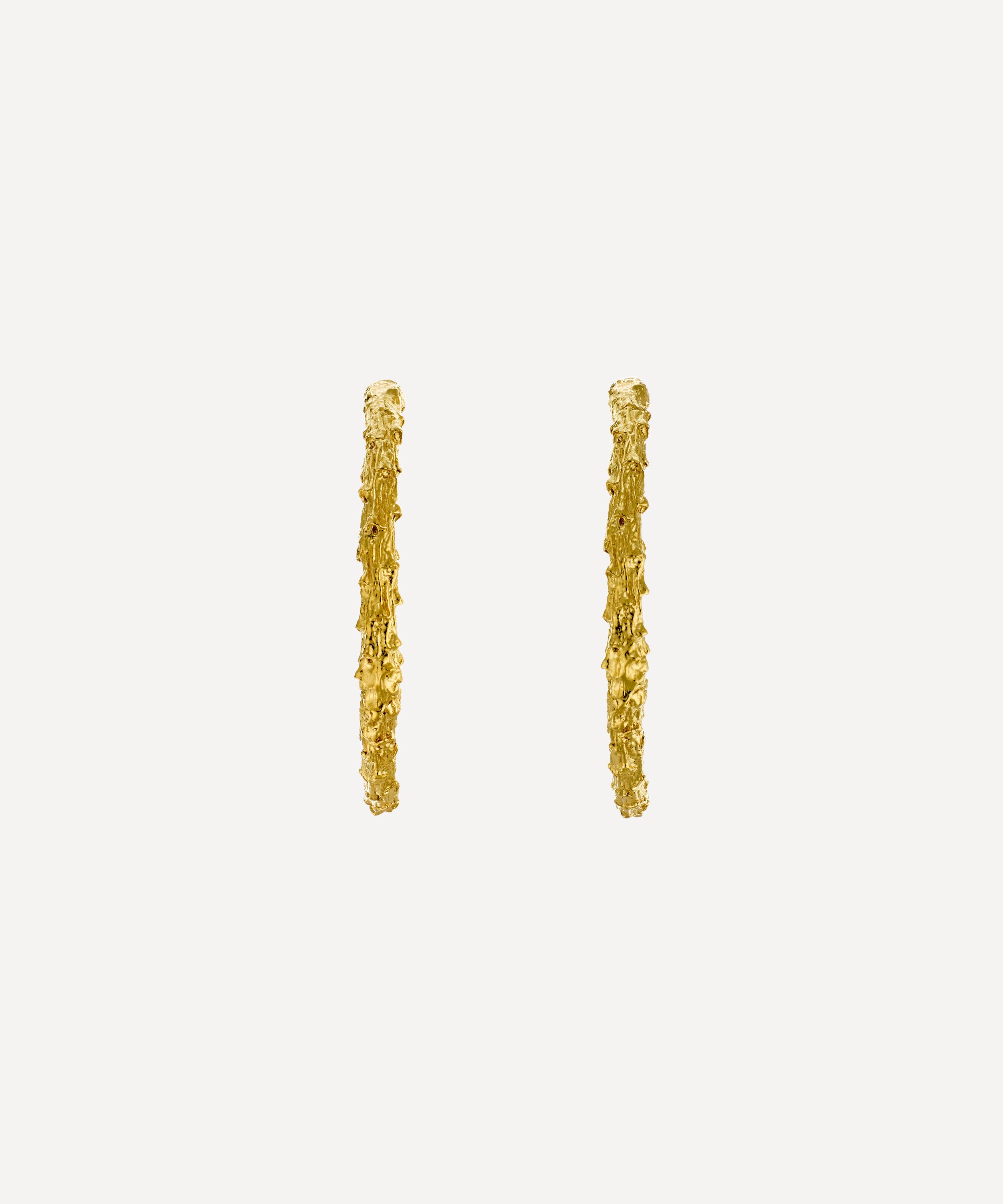 Alex Monroe - 22ct Gold-Plated Pine Twig Hoop Earrings image number 2
