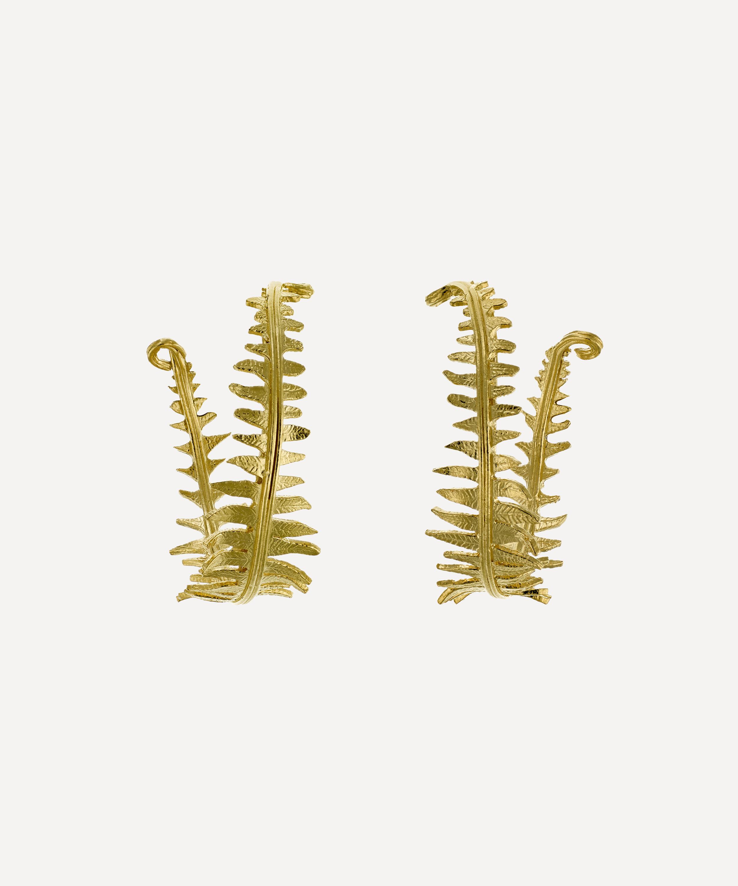 Alex Monroe - 22ct Gold-Plated Fern Hoop Earrings image number 2