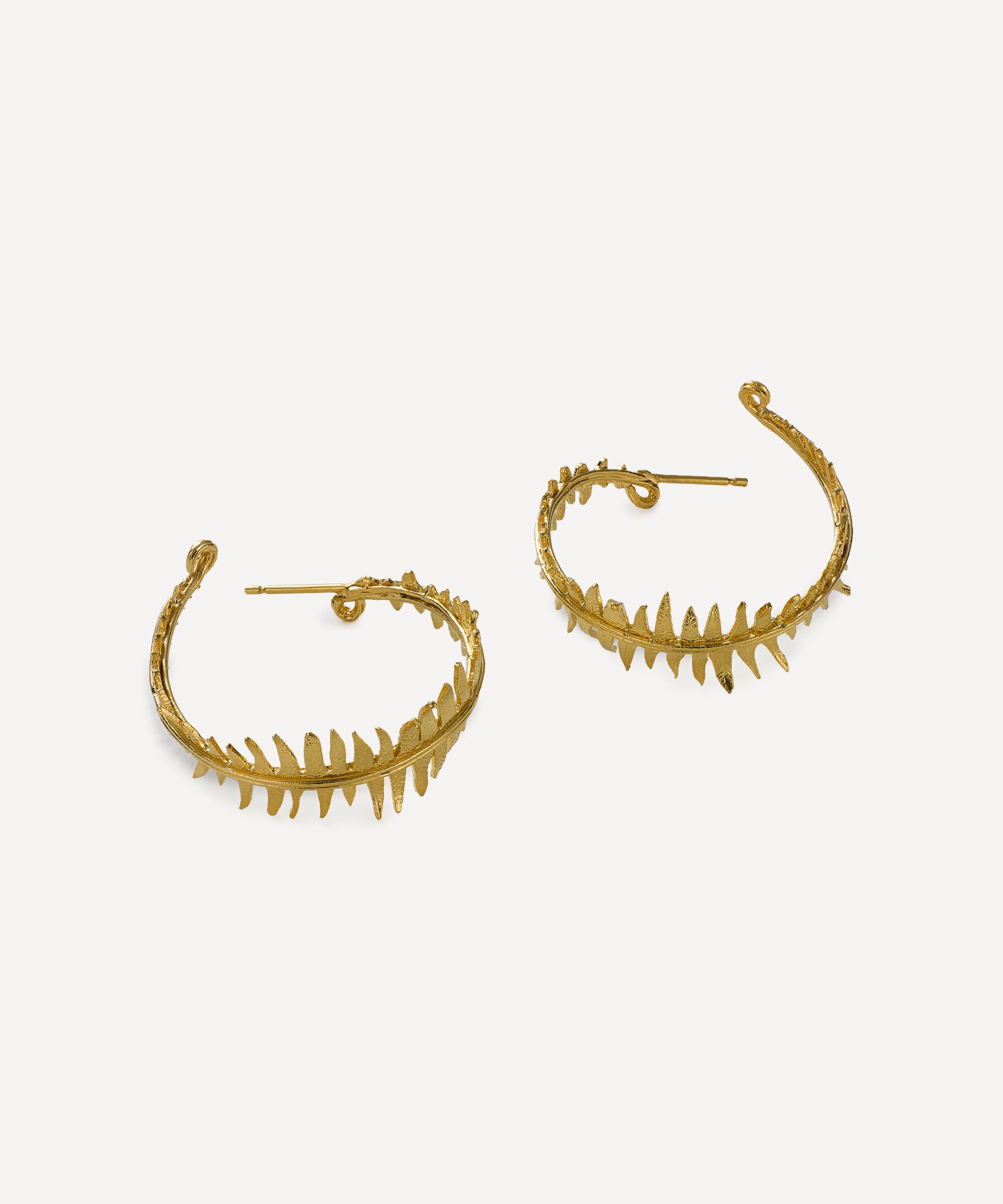 Alex Monroe - 22ct Gold-Plated Fern Hoop Earrings image number 3