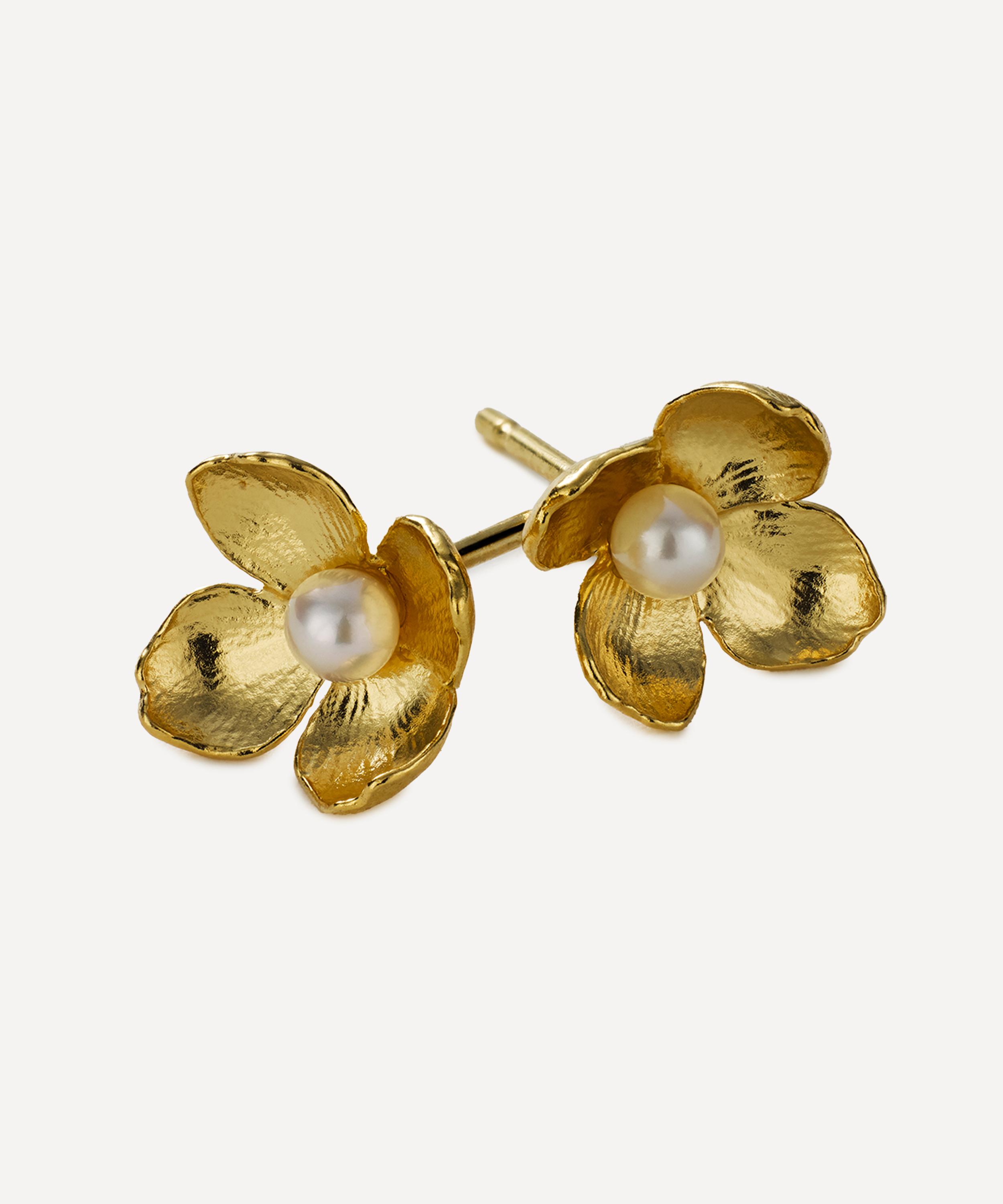 Alex Monroe - 22ct Gold-Plated Cuckoo Flower Stud Earrings image number 3