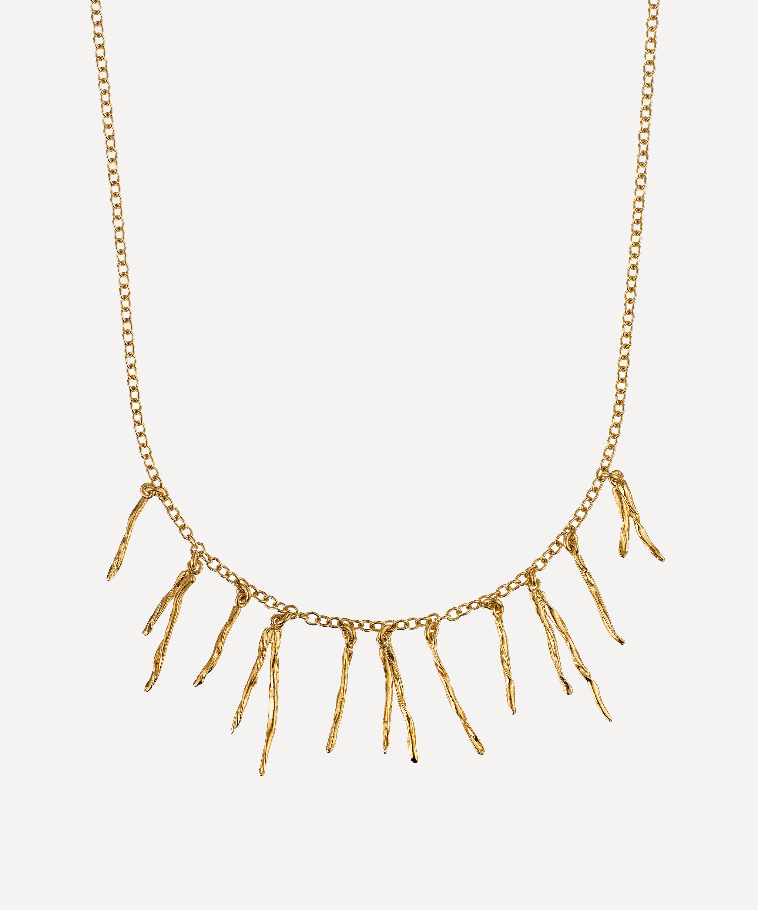 Alex Monroe - 22ct Gold-Plated Scattered Pine Needle Necklace image number 0