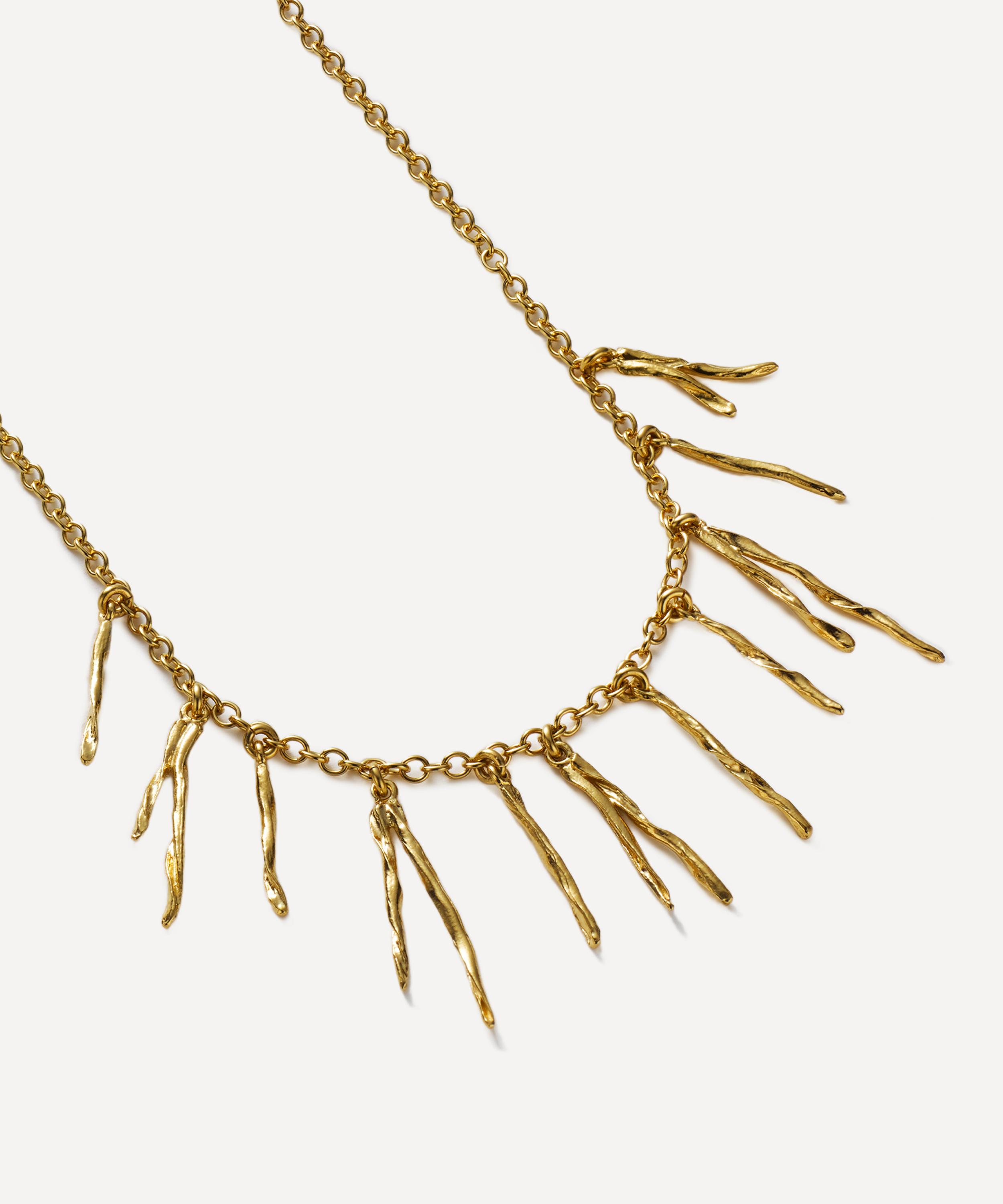 Alex Monroe - 22ct Gold-Plated Scattered Pine Needle Necklace image number 2