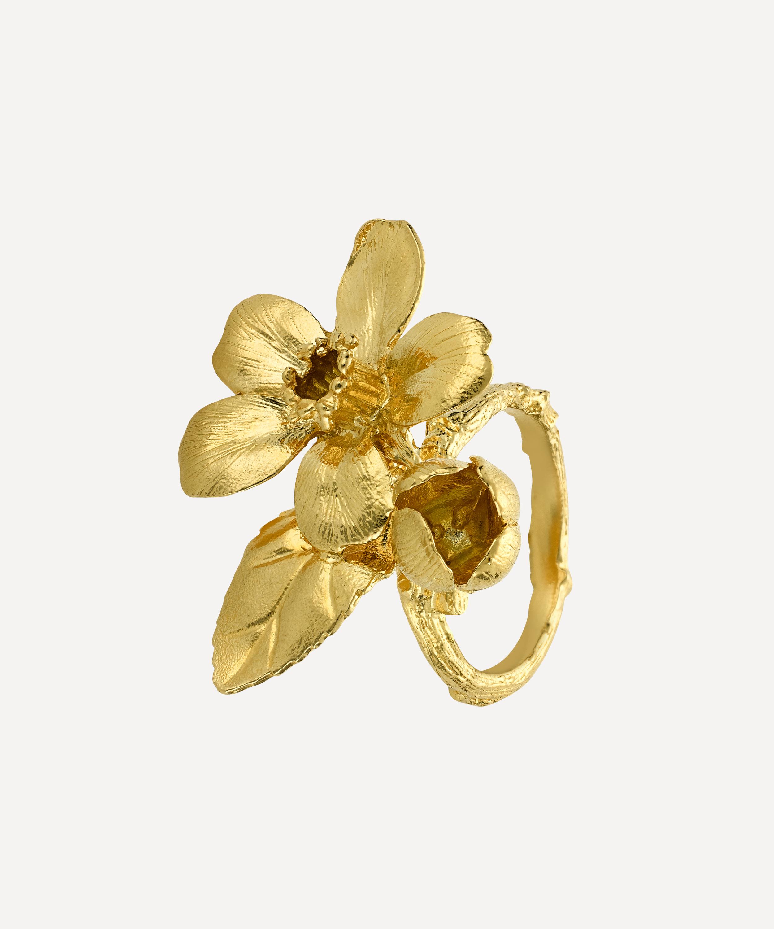 Alex Monroe - 22ct Gold-Plated Apple Blossom Cocktail Ring image number 0