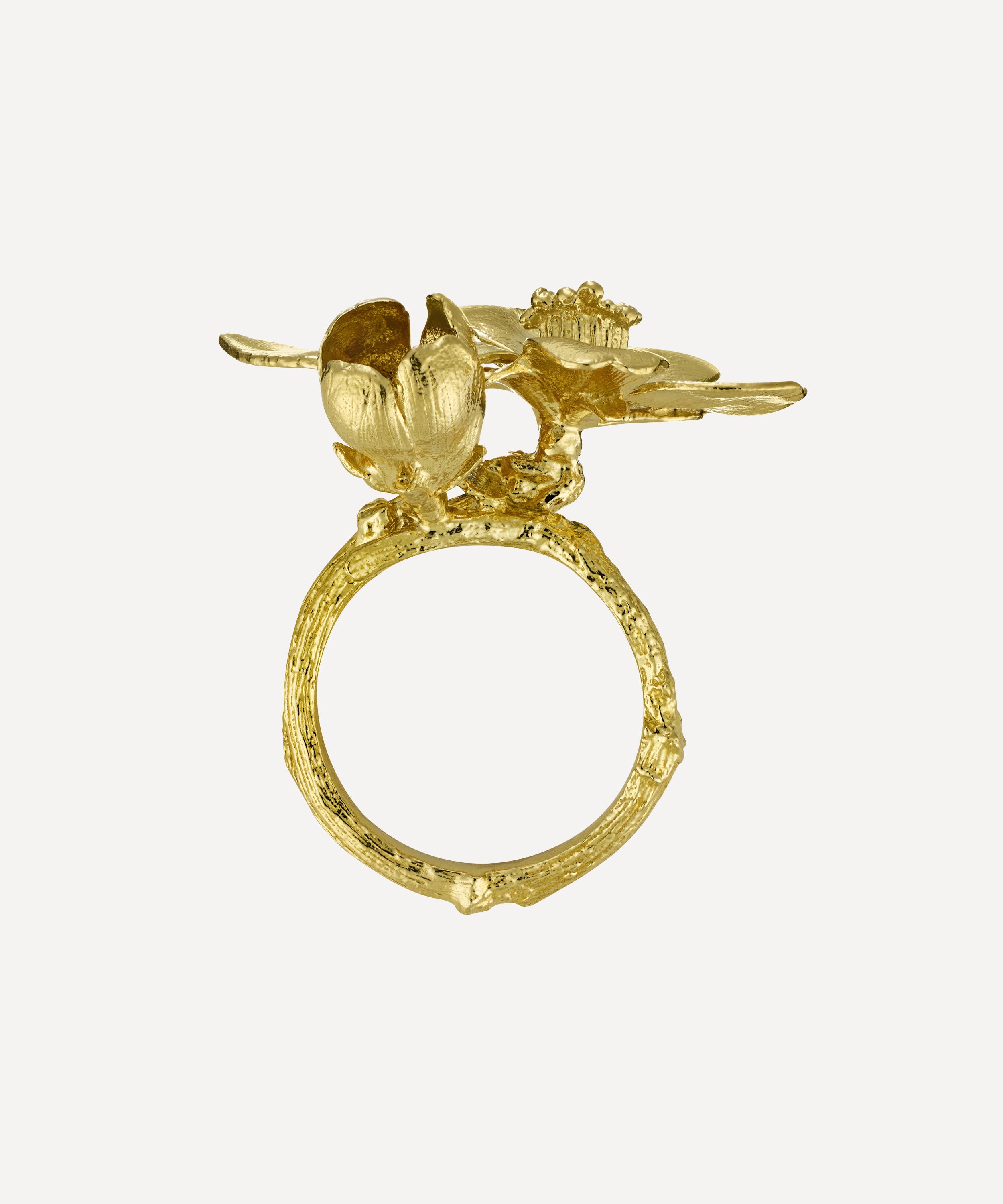 Alex Monroe - 22ct Gold-Plated Apple Blossom Cocktail Ring image number 2