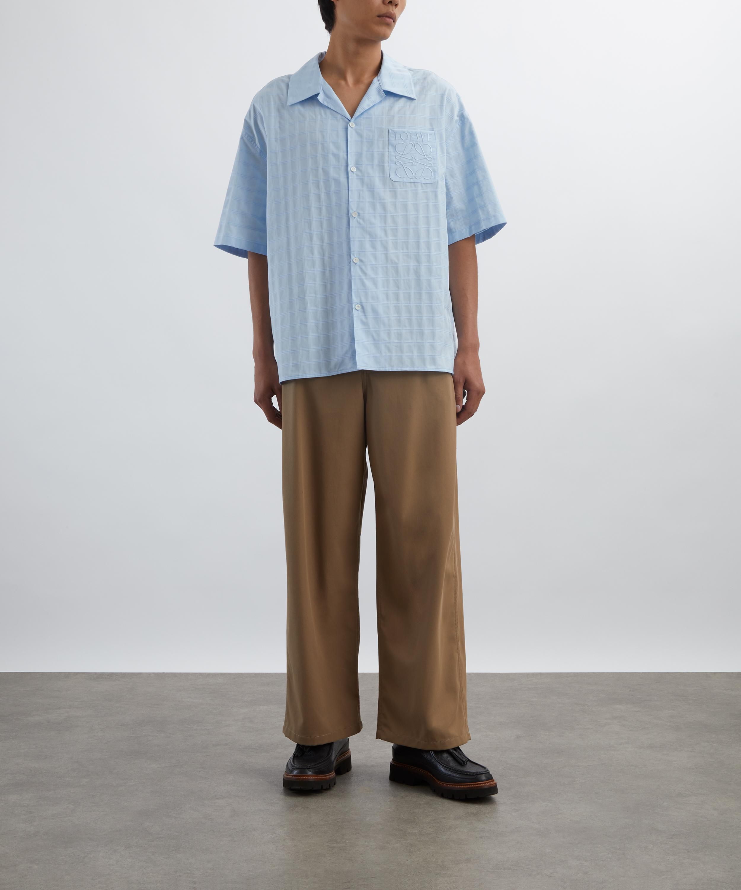 Loewe - Light Blue Cotton Jacquard Short-Sleeve Shirt image number 1