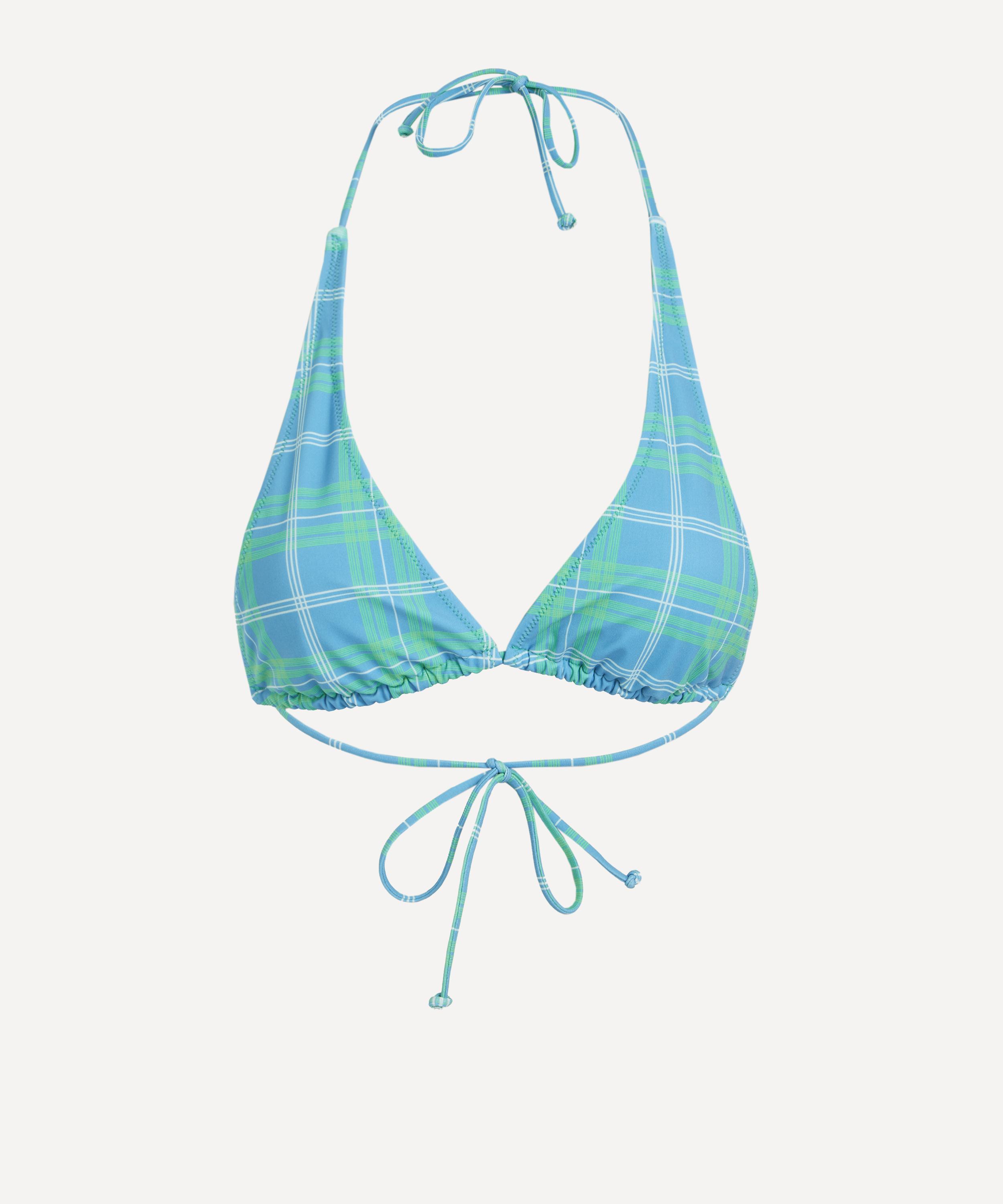 Fruity Booty - Blue-Green Check Triangle Bikini Top image number 0