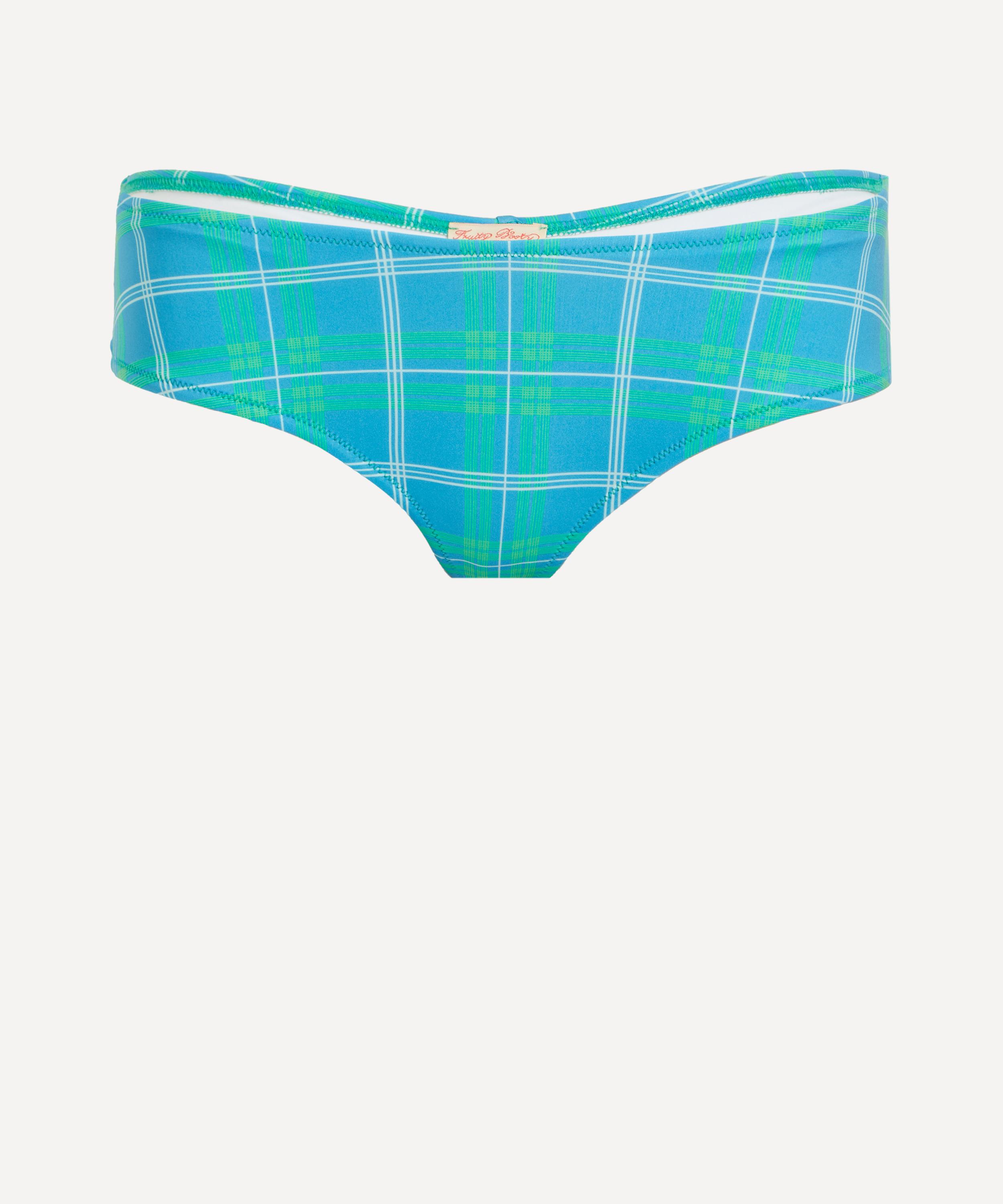 Fruity Booty - Blue-Green Check Bikini Bottoms image number 0
