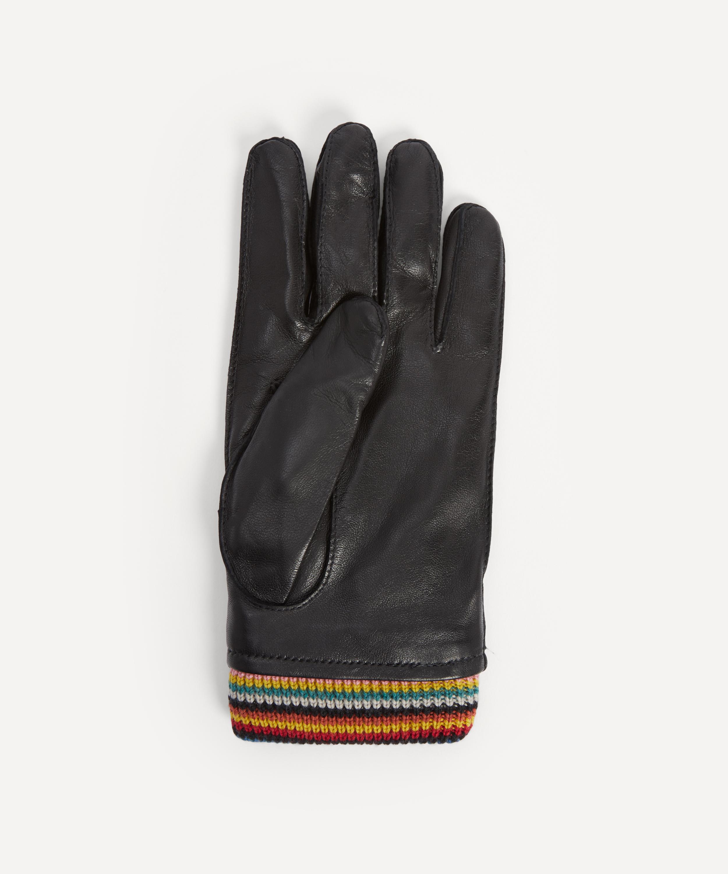 Paul Smith - Leather Signature Stripe Cuff Gloves image number 1