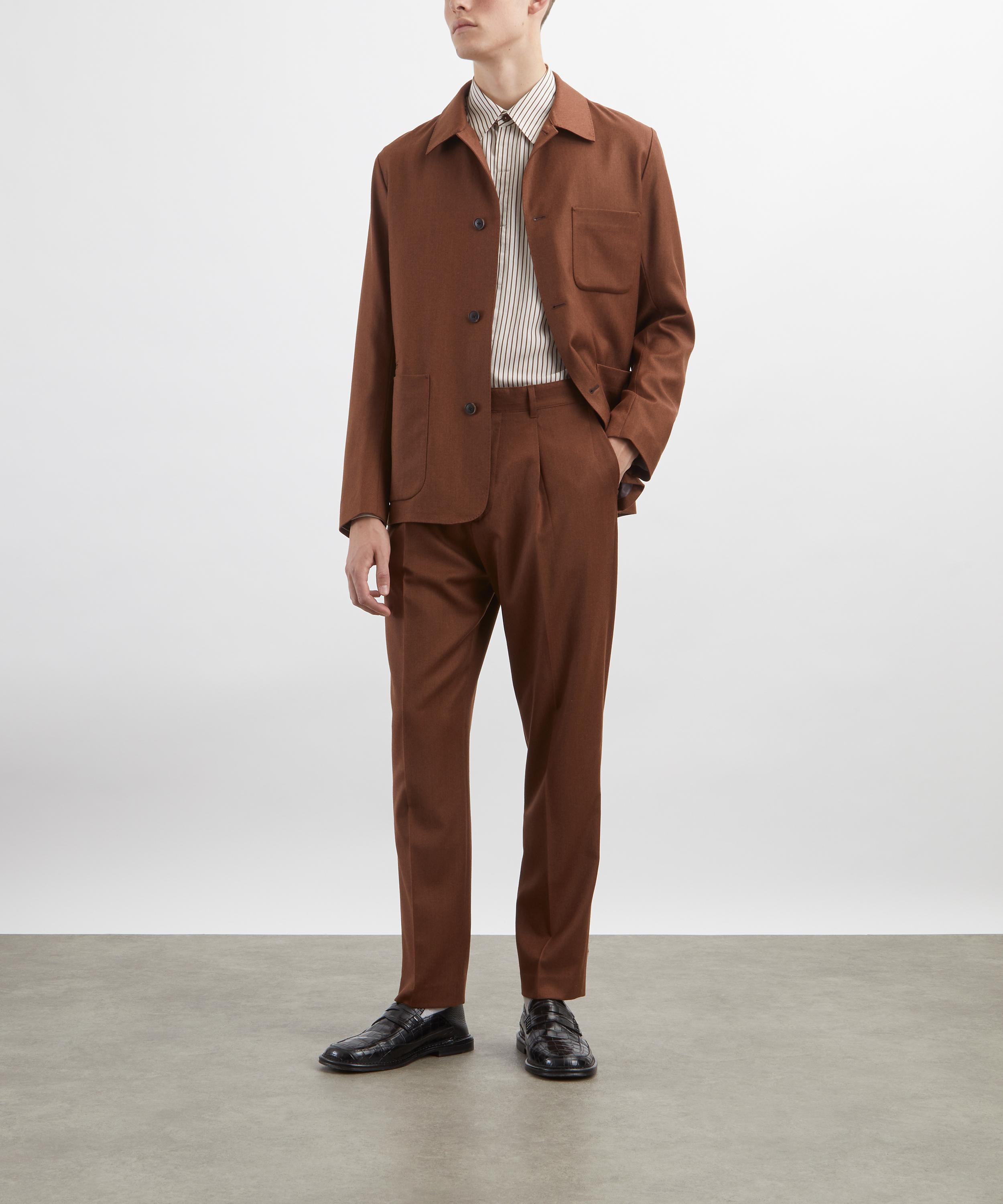Paul Smith - Brown Tapered-Fit Marl Wool Trousers image number 1