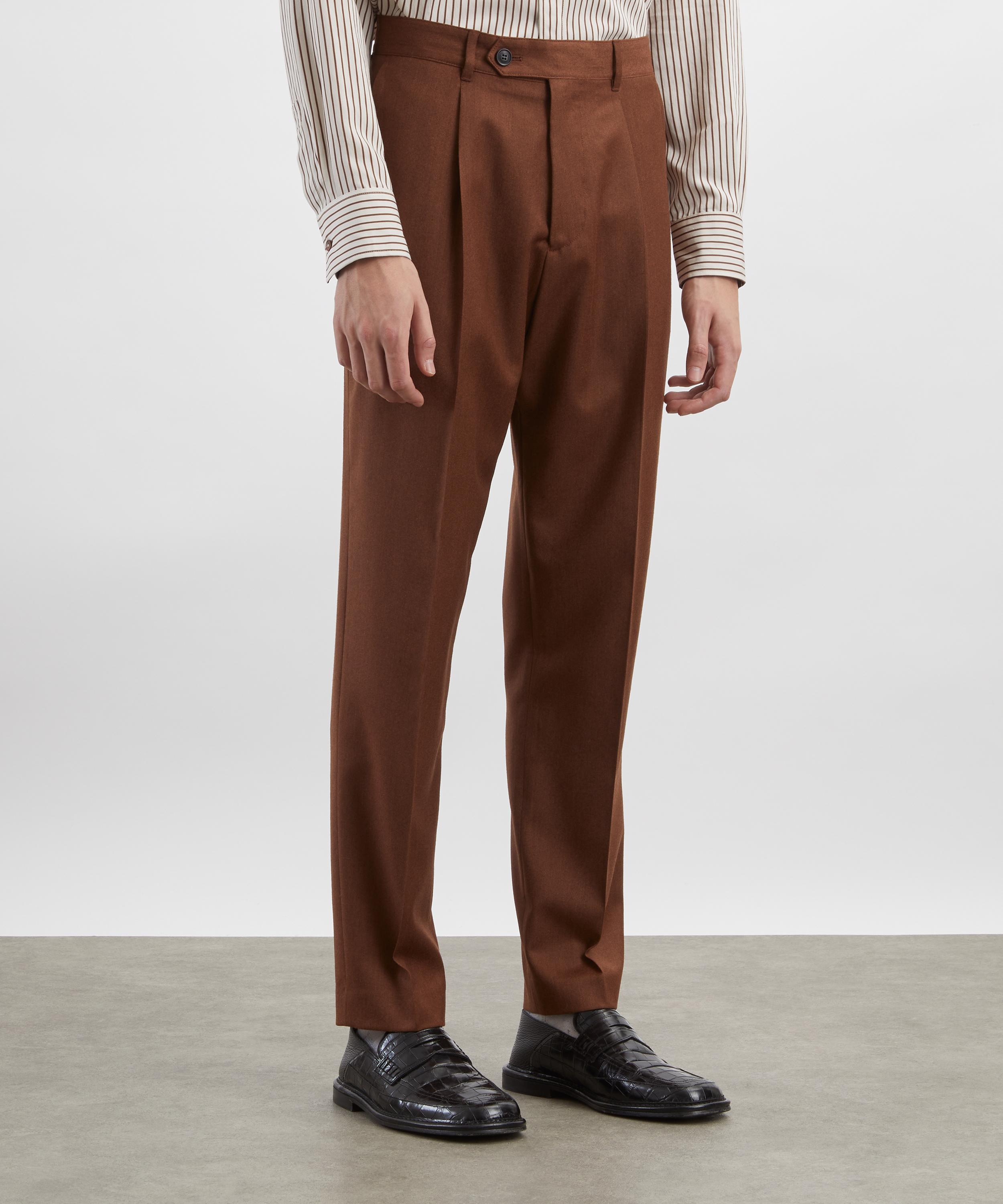 Paul Smith - Brown Tapered-Fit Marl Wool Trousers image number 2