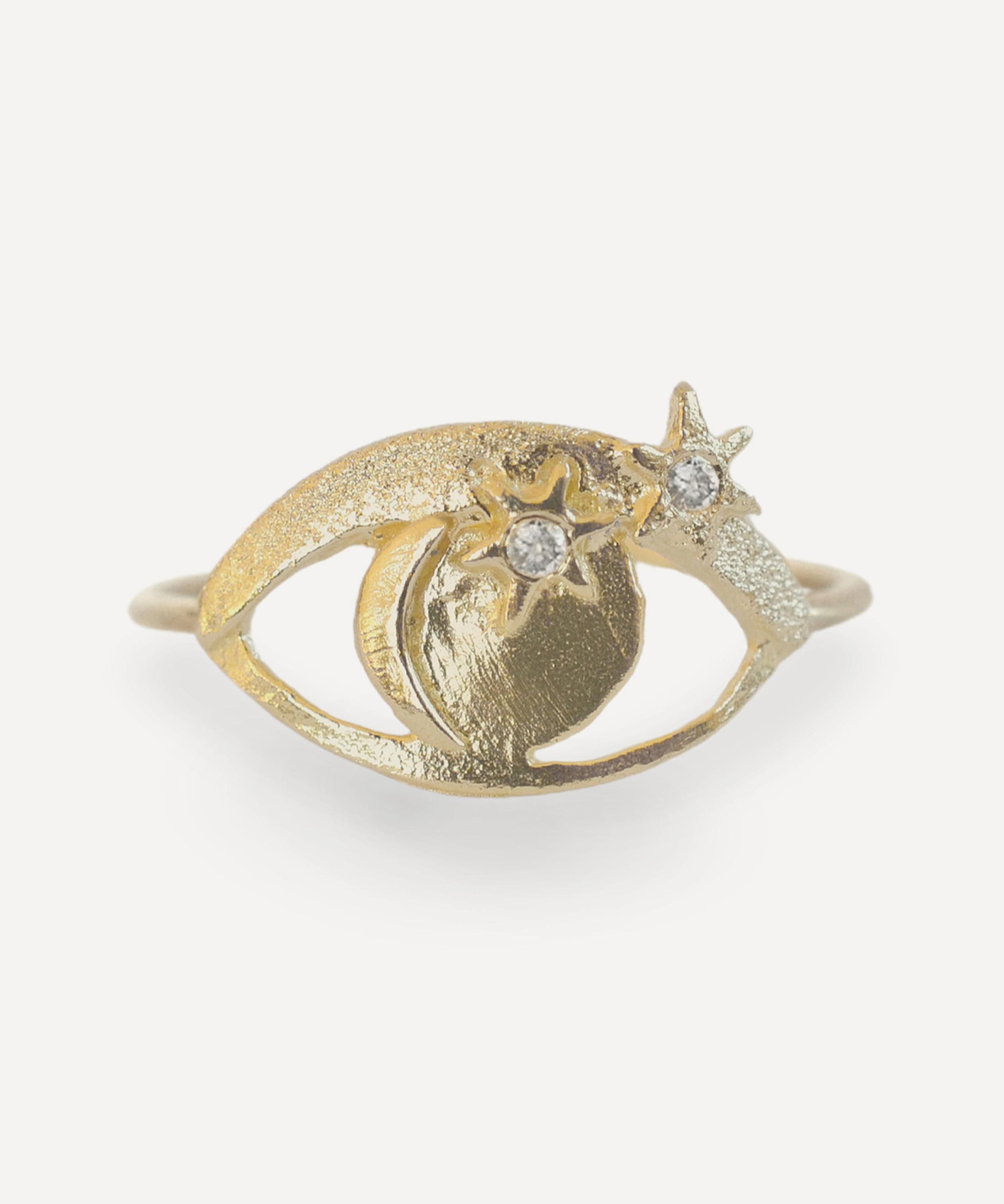 Acanthus - 14ct Gold Celestial Eye Ring image number 0