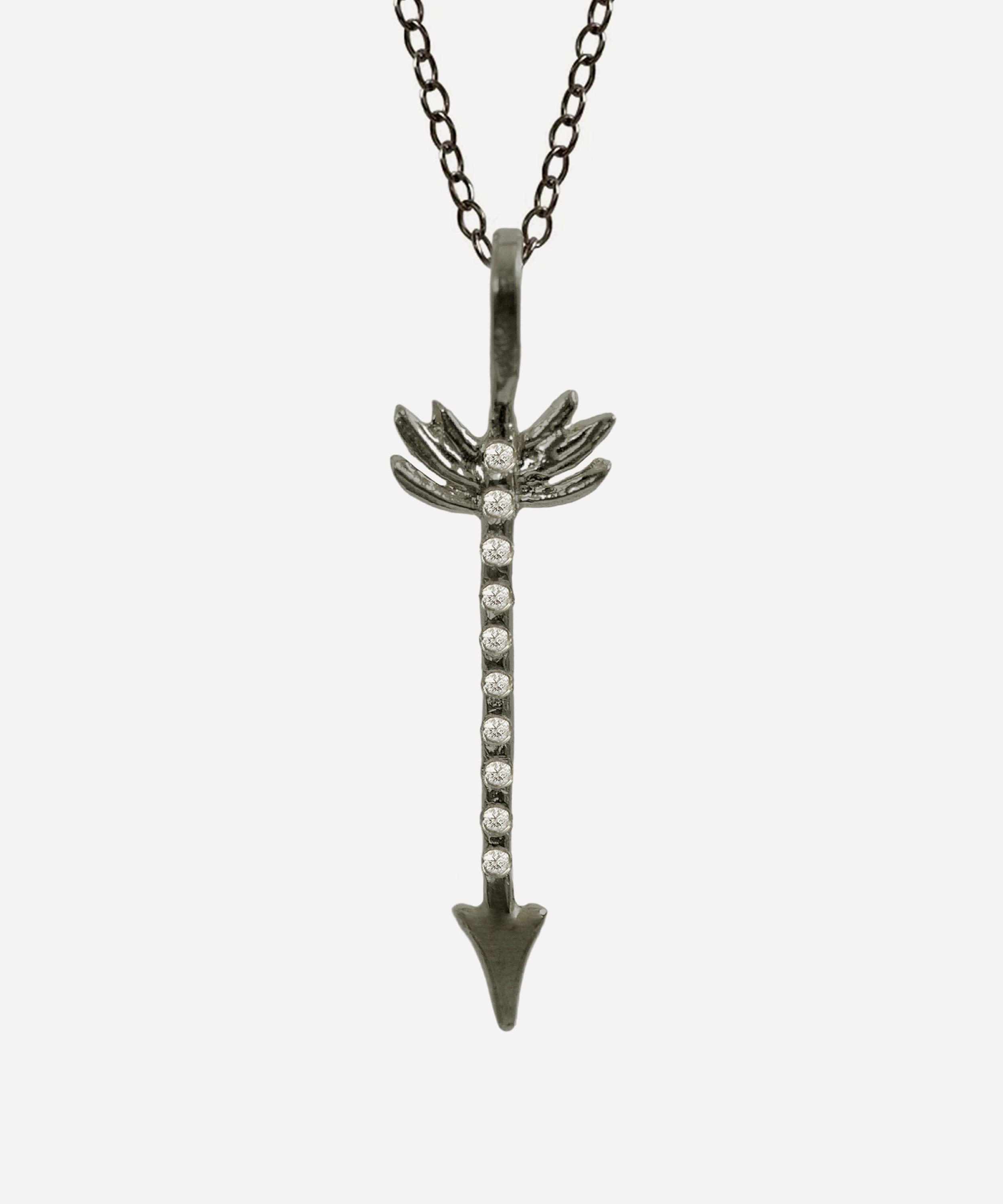 Acanthus - Sterling Silver Clear Path Arrow Pendant Necklace