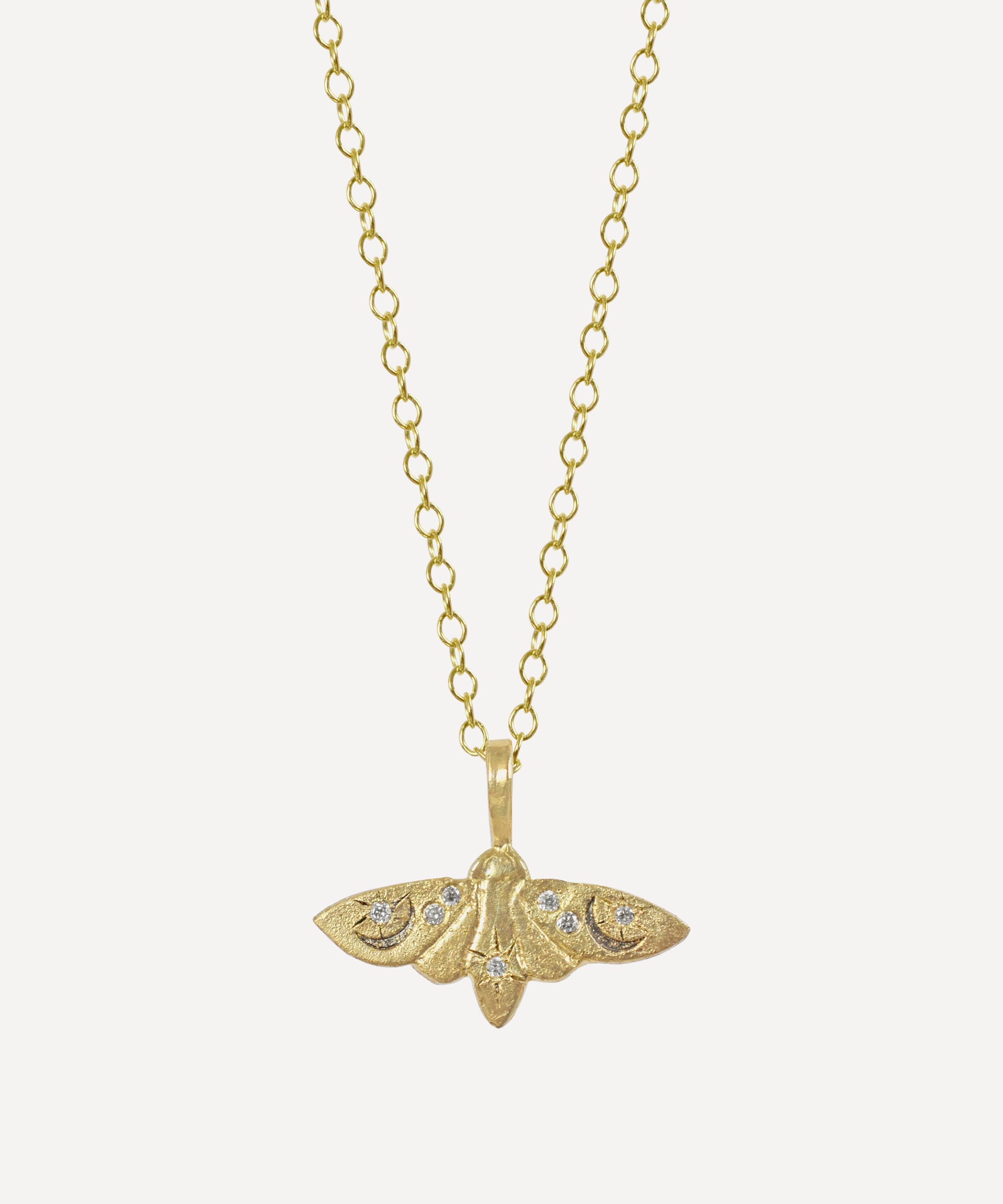 Acanthus - 14ct Gold Lunar Moth Pendant image number 0