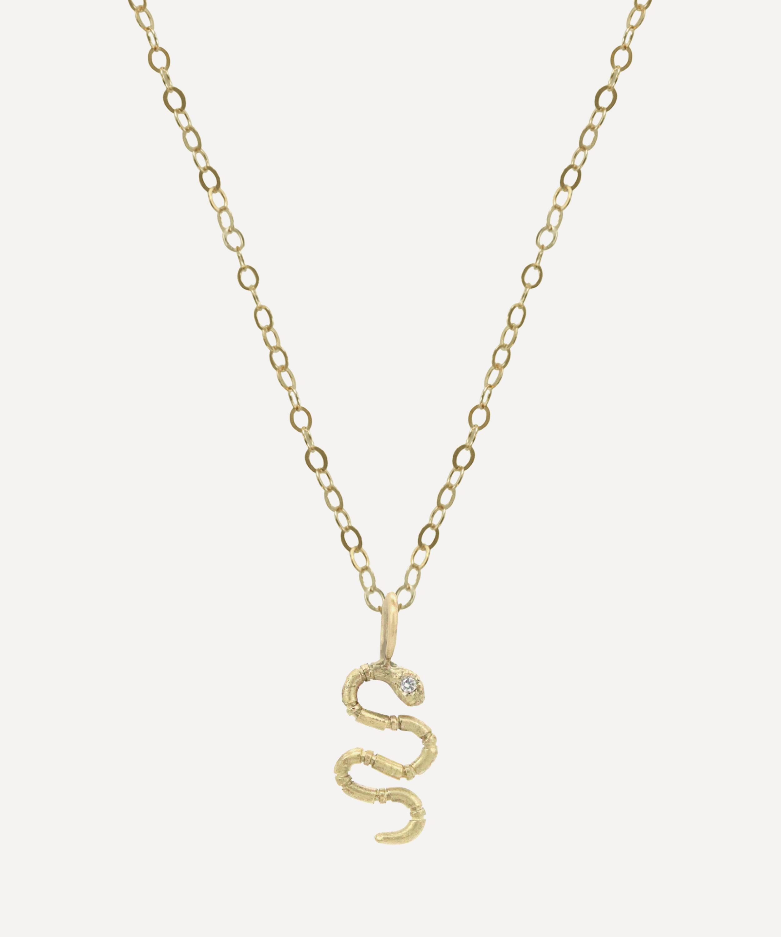 Acanthus - 14ct Gold Snake Amulet Pendant Necklace image number 0