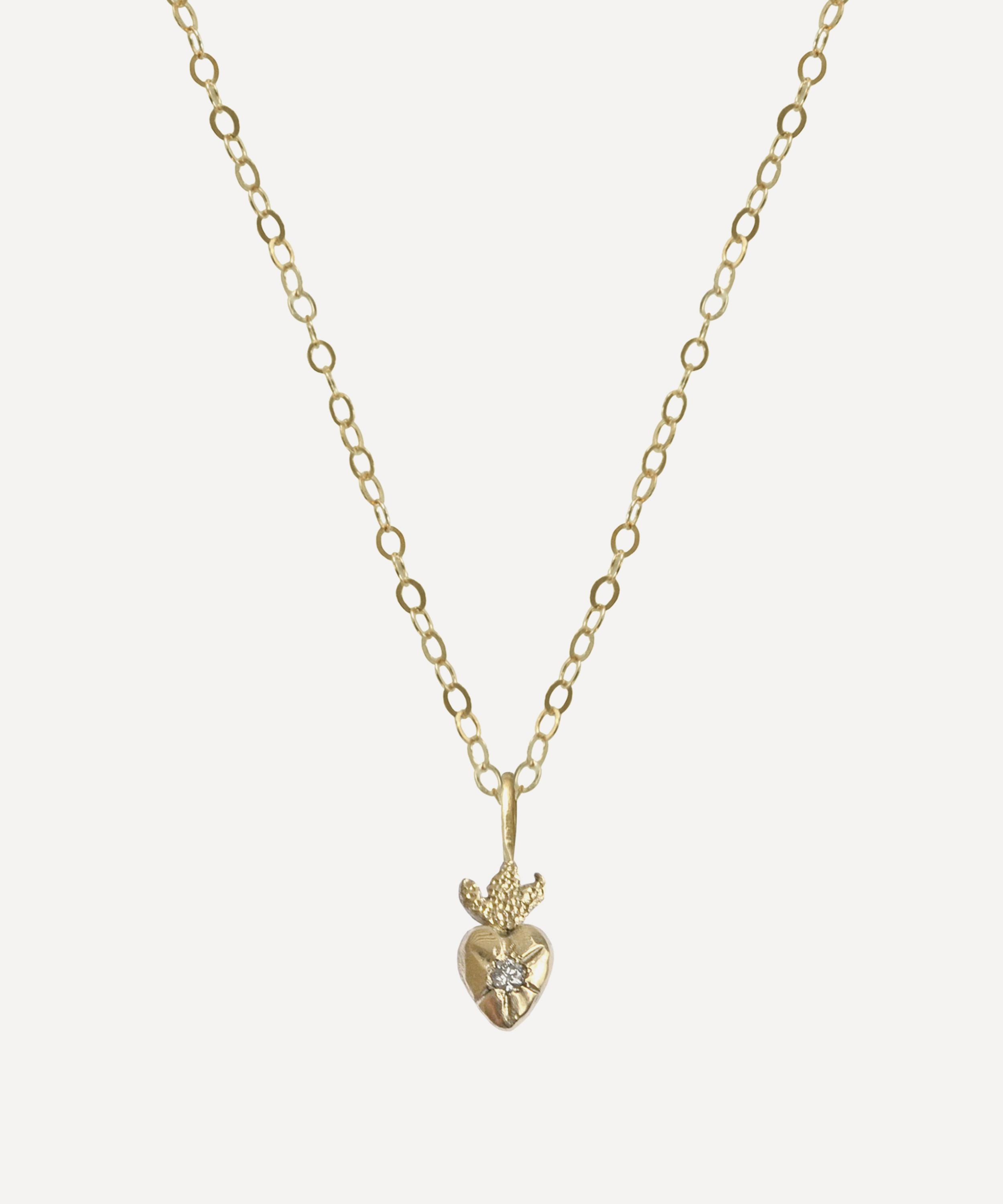 Acanthus - 14ct Gold Amulet Sacred Heart Pendant Necklace image number 0