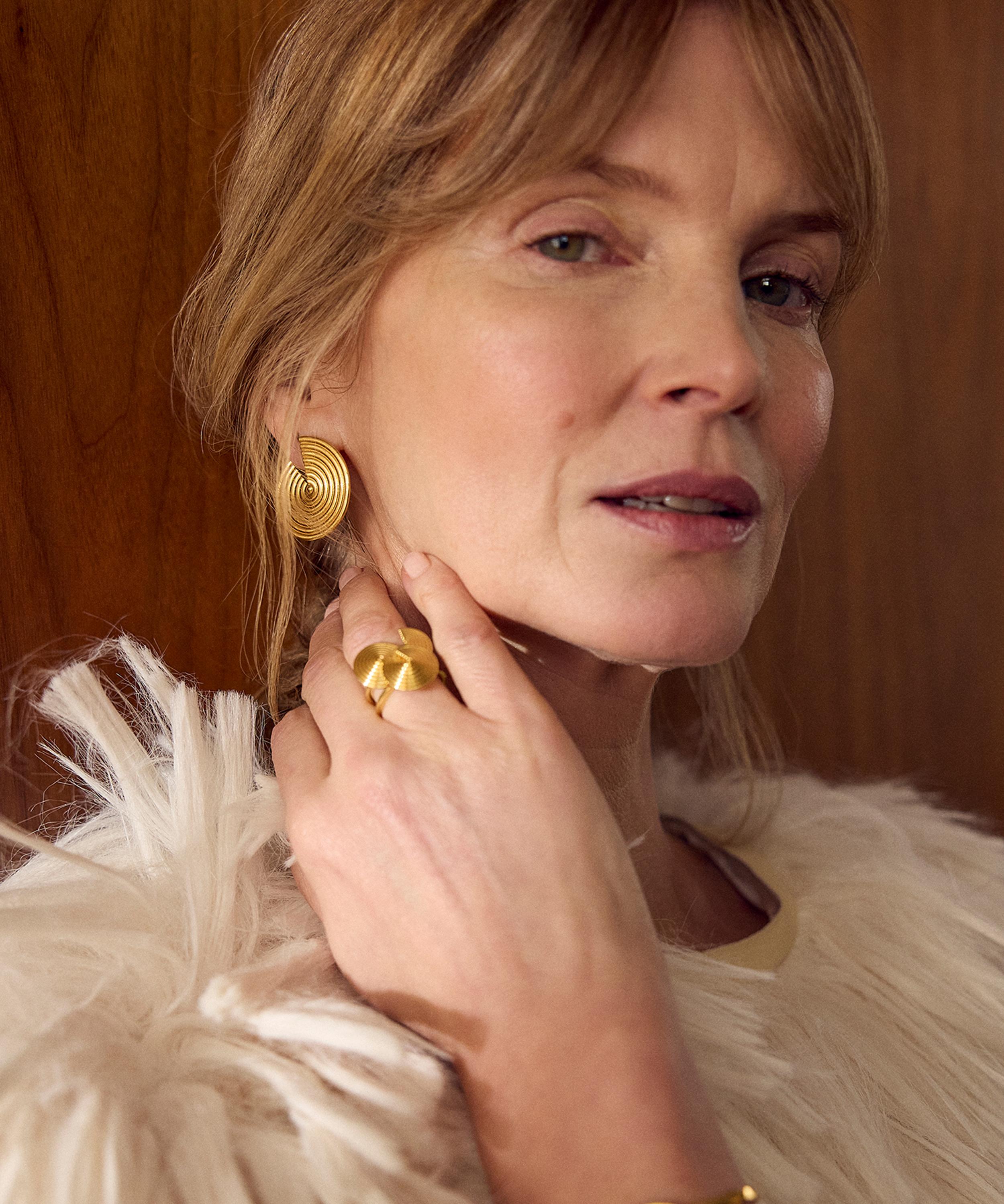 Rachel Jackson - 18ct Gold-Plated Front Facing Evolve Illusion Stud Earrings image number 1